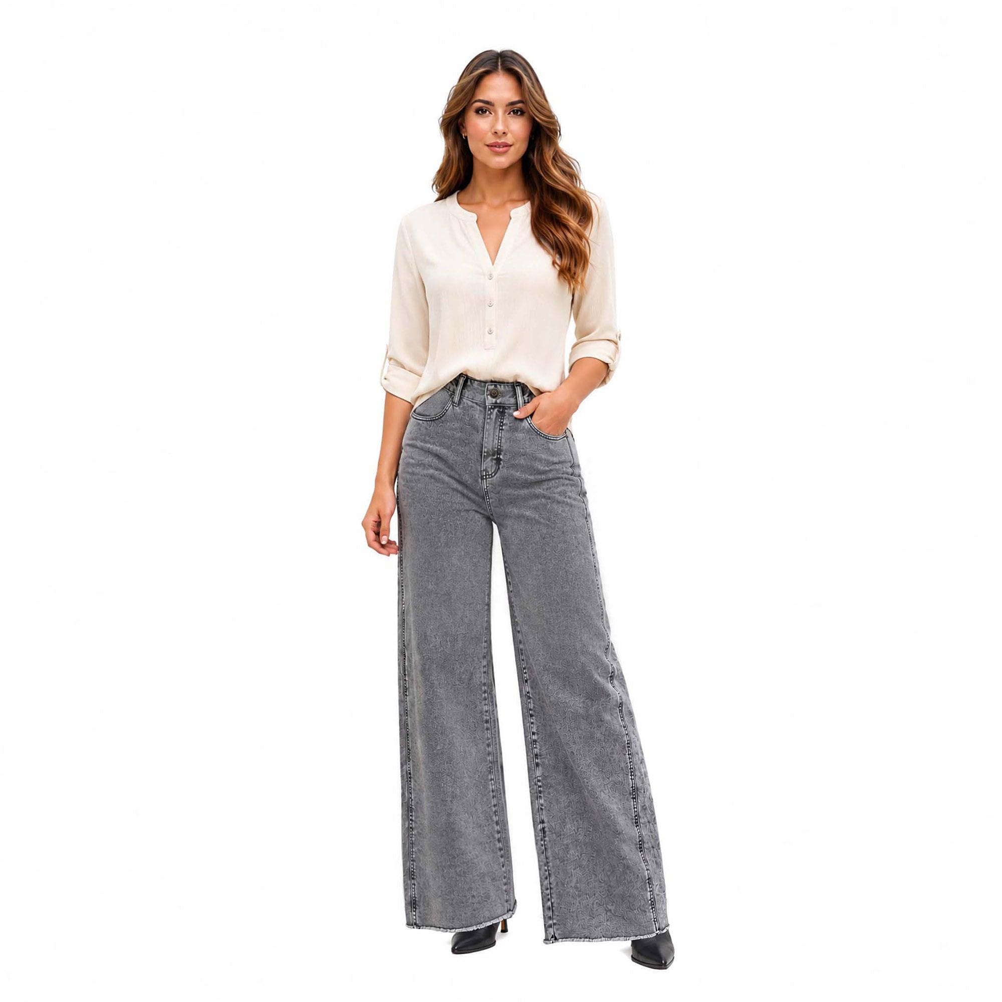 JEAN WIDE LEG PARA MUJER COTTONS JEANS FLAVIA PETITE - 1