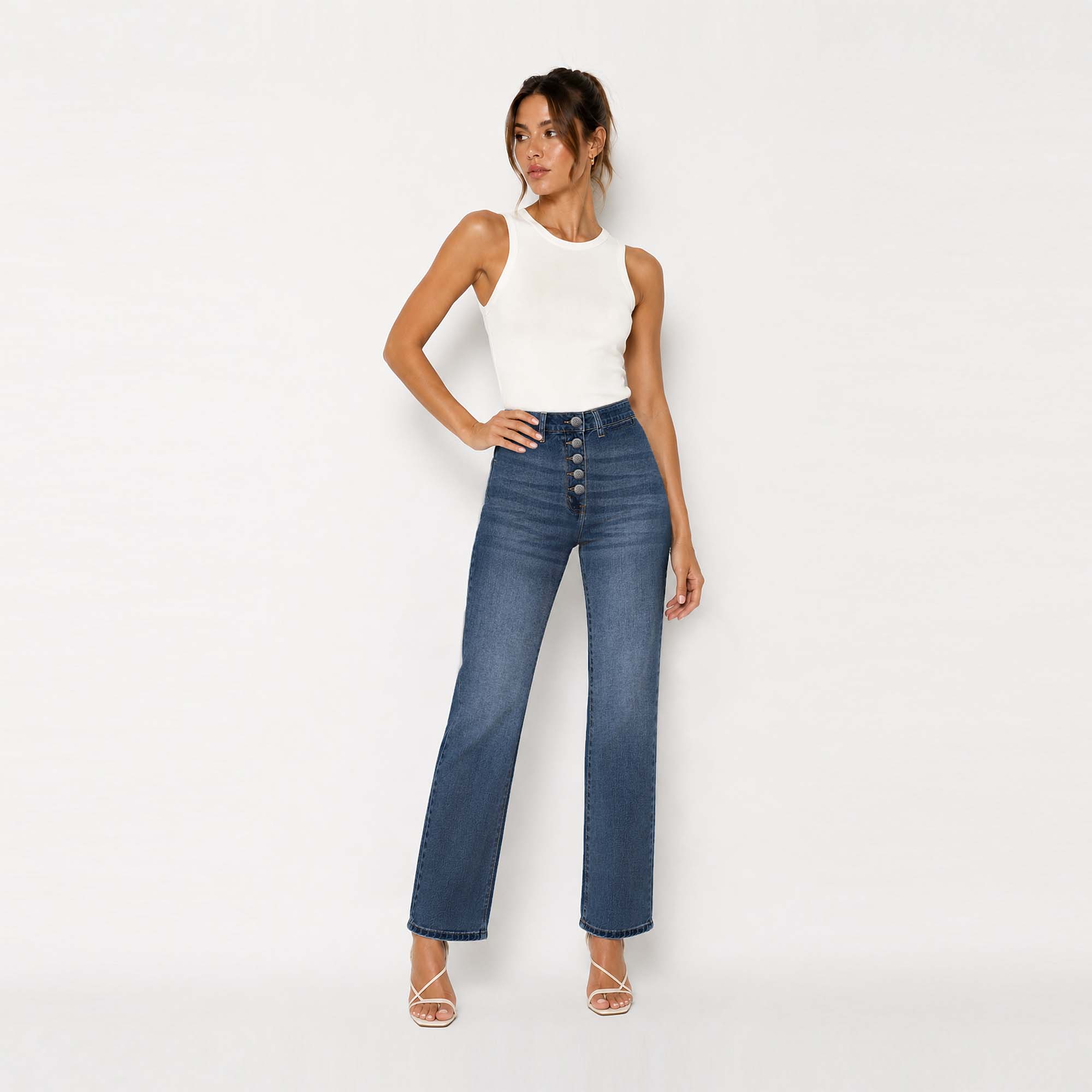 JEAN STRAIGHT PARA MUJER COTTONS JEANS BEATRIZ PETITE - 1