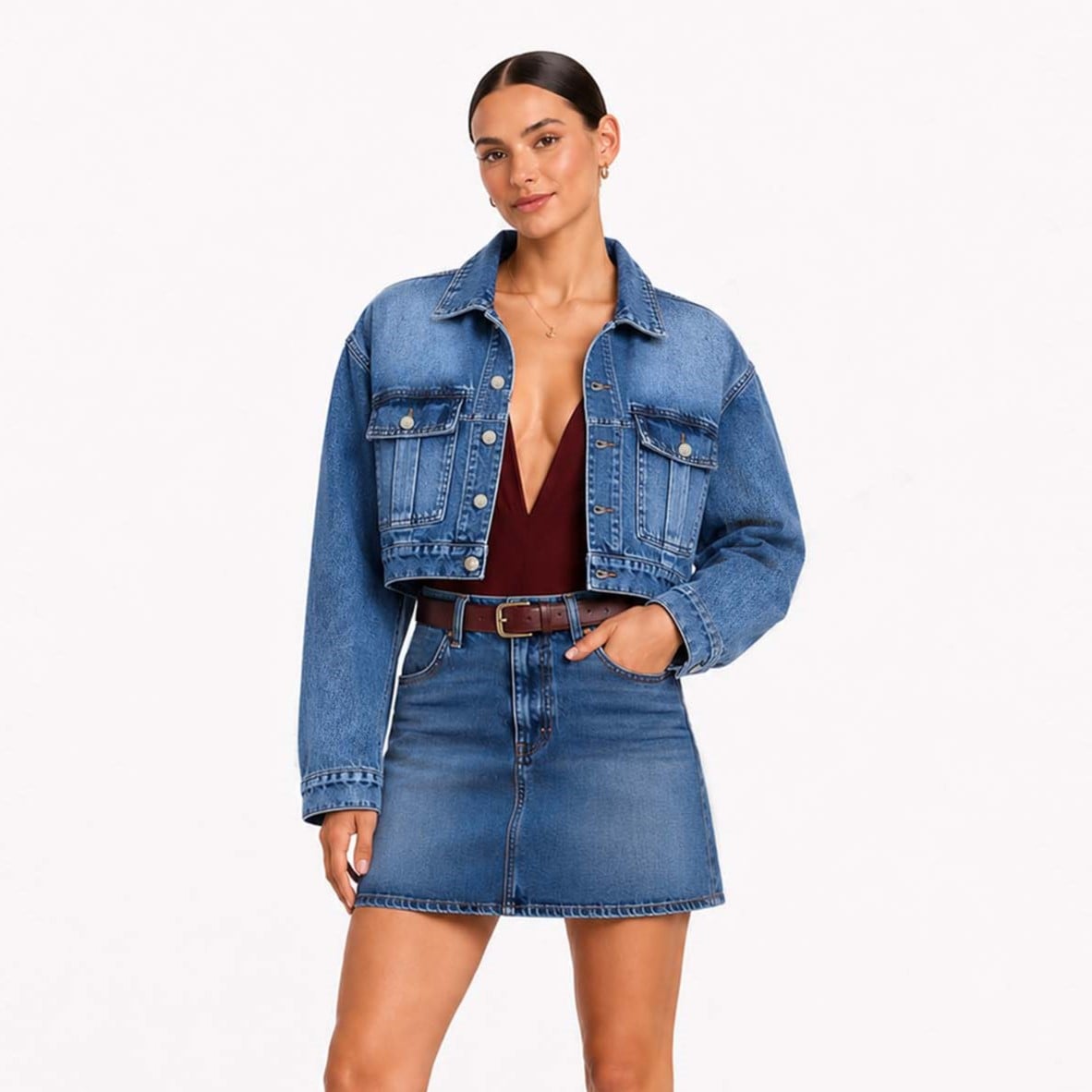 CASACA CROP PARA MUJER COTTONS JEANS XIME - 1