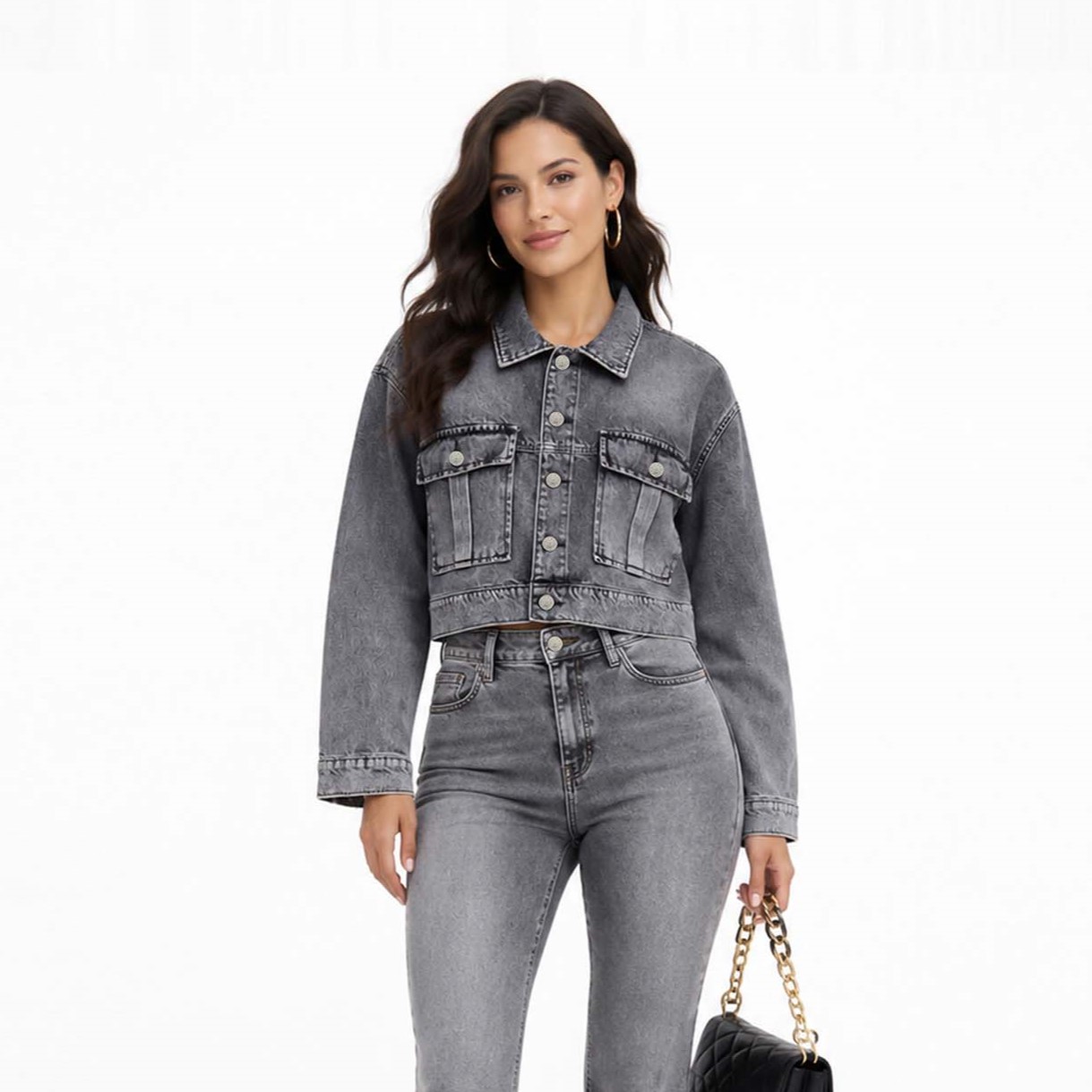 CASACA CROP PARA MUJER COTTONS JEANS XIME - 3