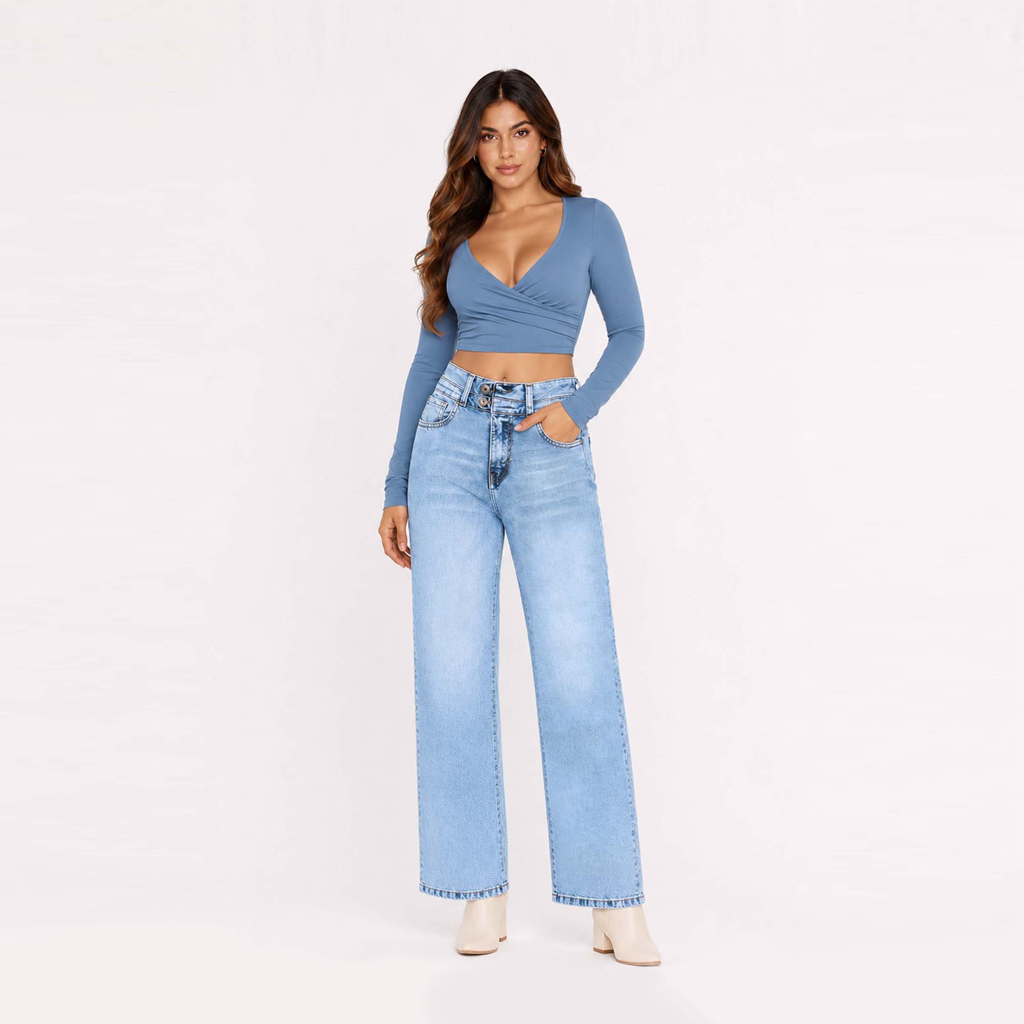JEAN STRAIGHT PARA MUJER COTTONS JEANS SALLY TALL - 2