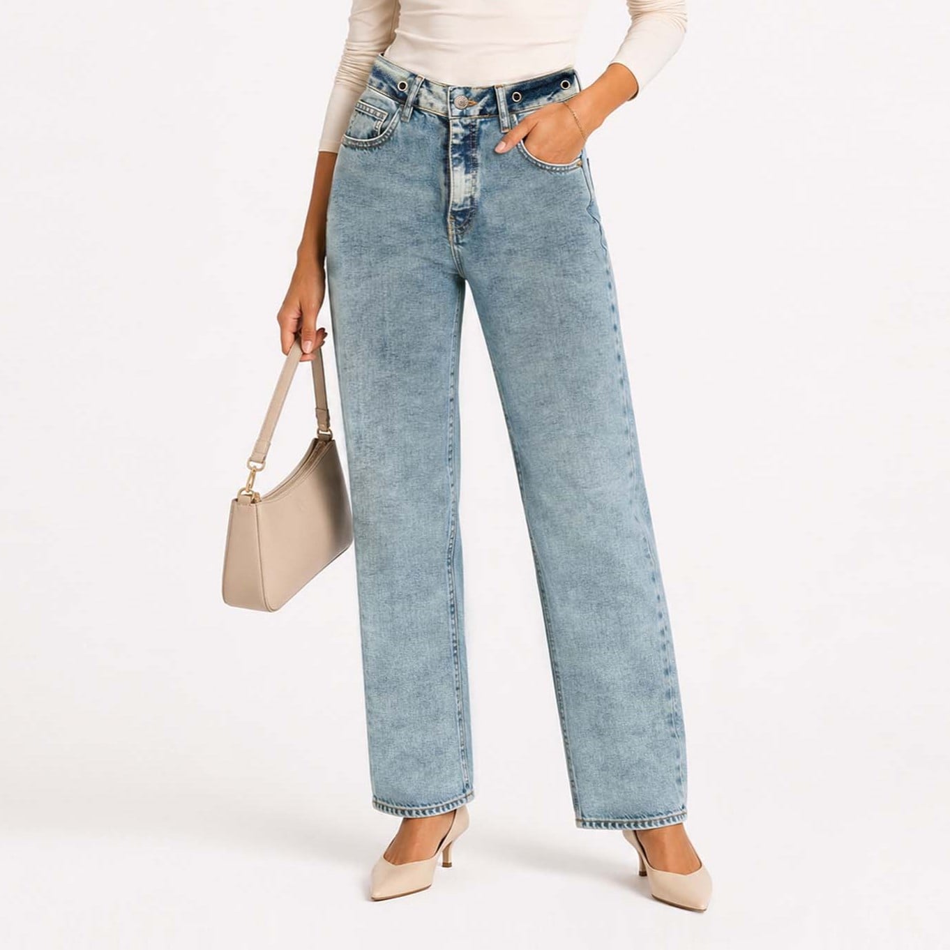 JEAN STRAIGHT PARA MUJER COTTONS JEANS MARA PETITE - 3