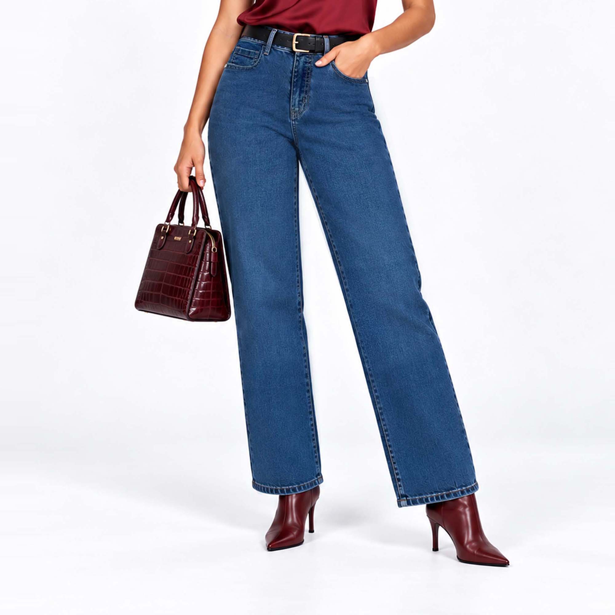 JEAN STRAIGHT COTTONS JEANS PARA MUJER MAR PETITE - 1