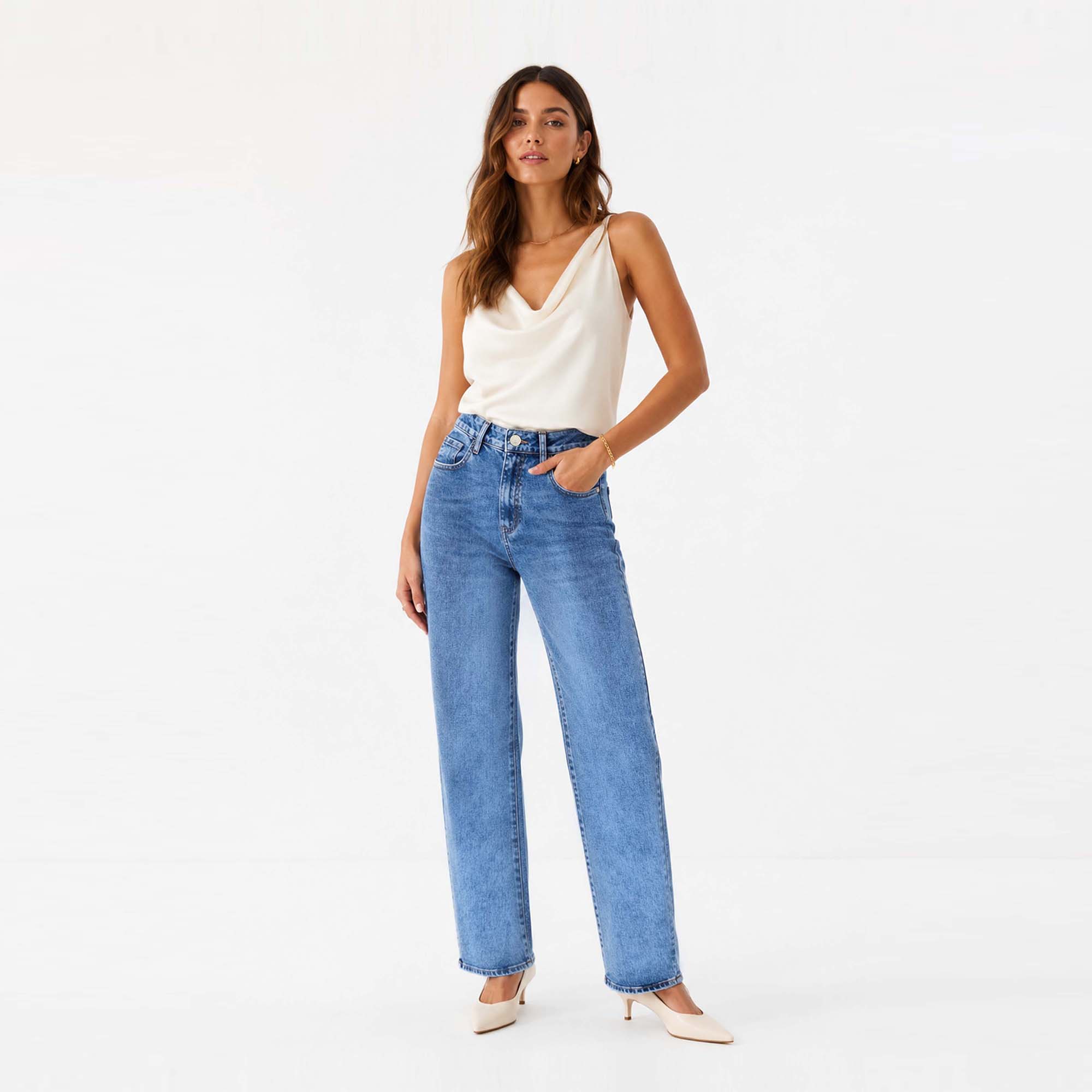 JEAN STRAIGHT COTTONS JEANS PARA MUJER MAR PETITE - 2