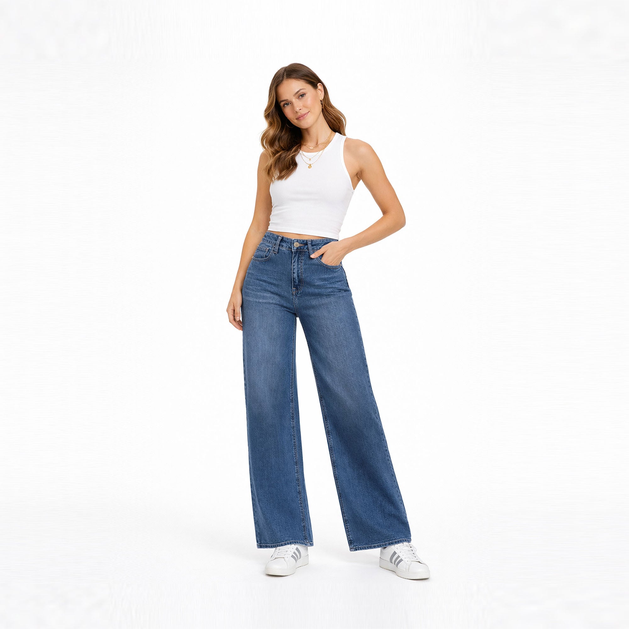JEAN WIDE LEG PARA MUJER COTTONS JEANS ALIA PETITE - 1