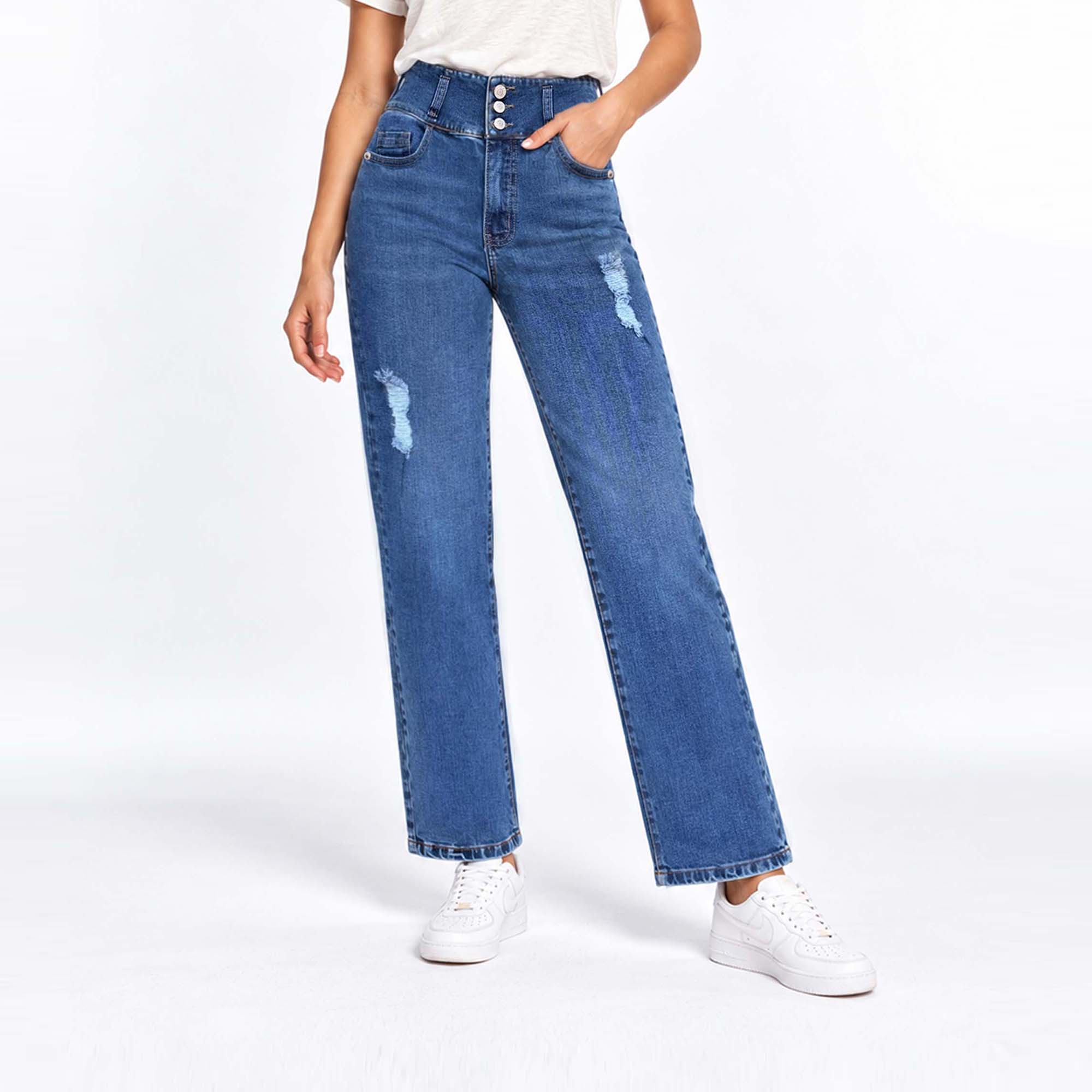 JEAN STRAIGHT PARA MUJER COTTONS JEANS ALINA REGULAR - 2