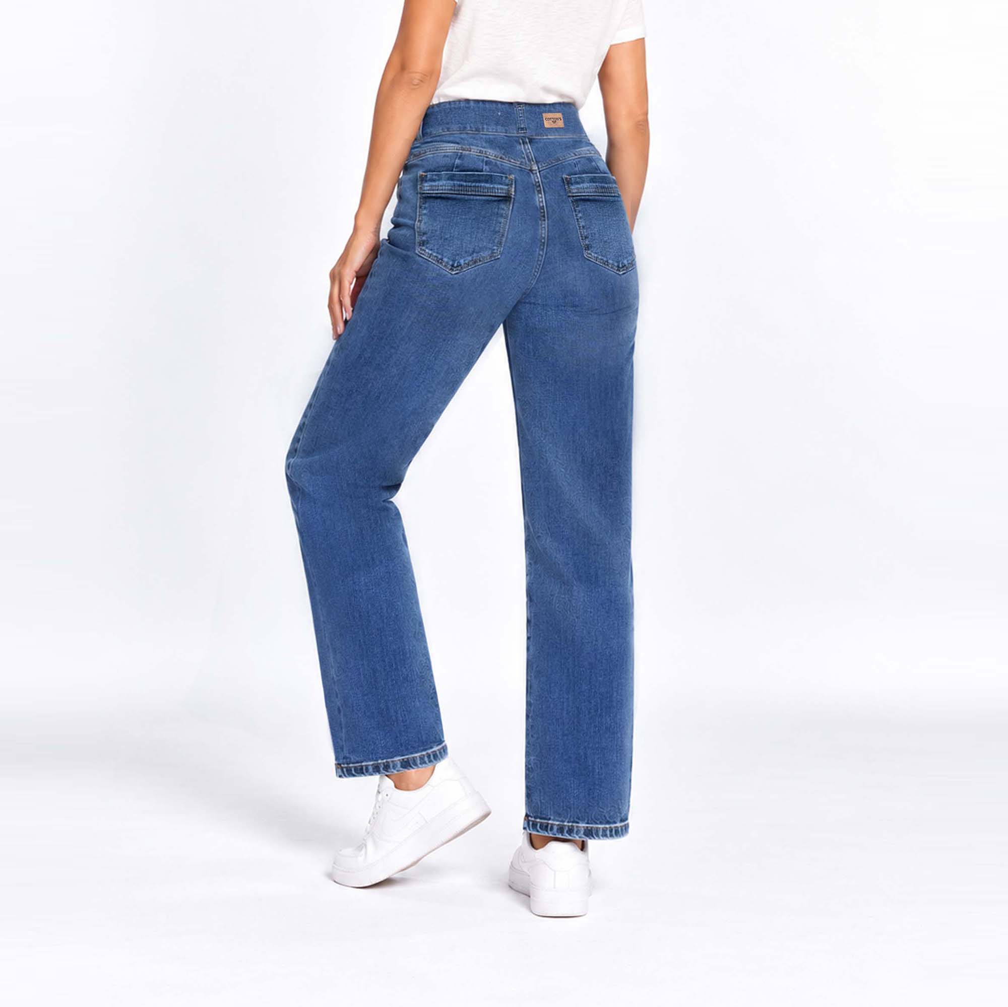 JEAN STRAIGHT PARA MUJER COTTONS JEANS ALINA REGULAR - 3