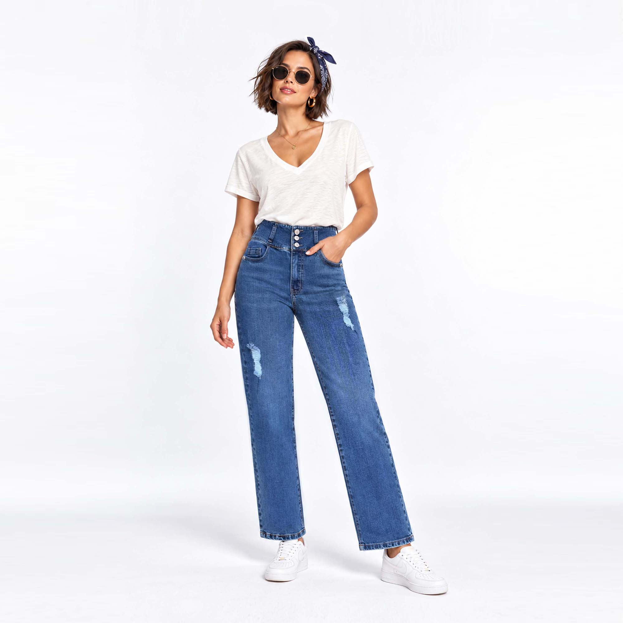 JEAN STRAIGHT PARA MUJER COTTONS JEANS ALINA PETITE - 1