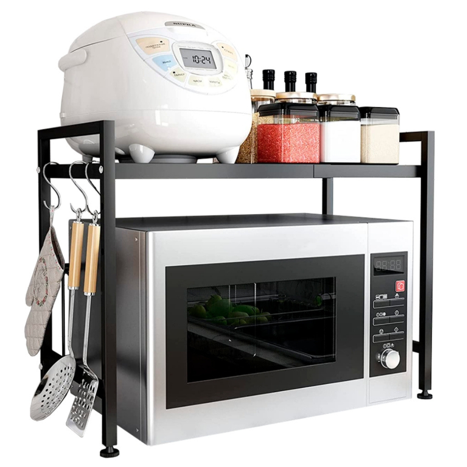 ESTANTE MINARI NEGRO ORGANIZADOR MICROONDAS EXPANDIBLE COCINA AC - 3