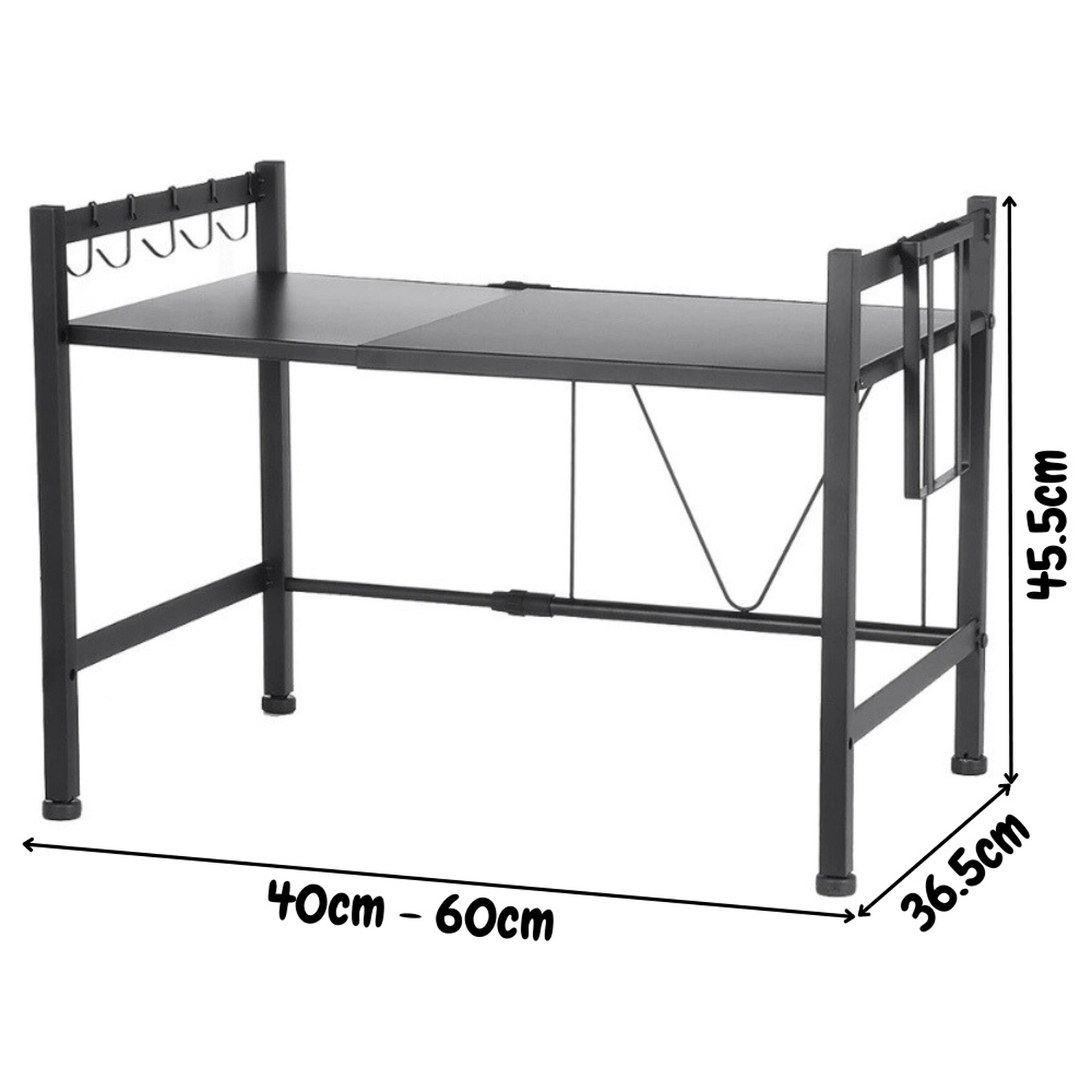 ESTANTE MINARI NEGRO ORGANIZADOR MICROONDAS EXPANDIBLE COCINA AC - 6