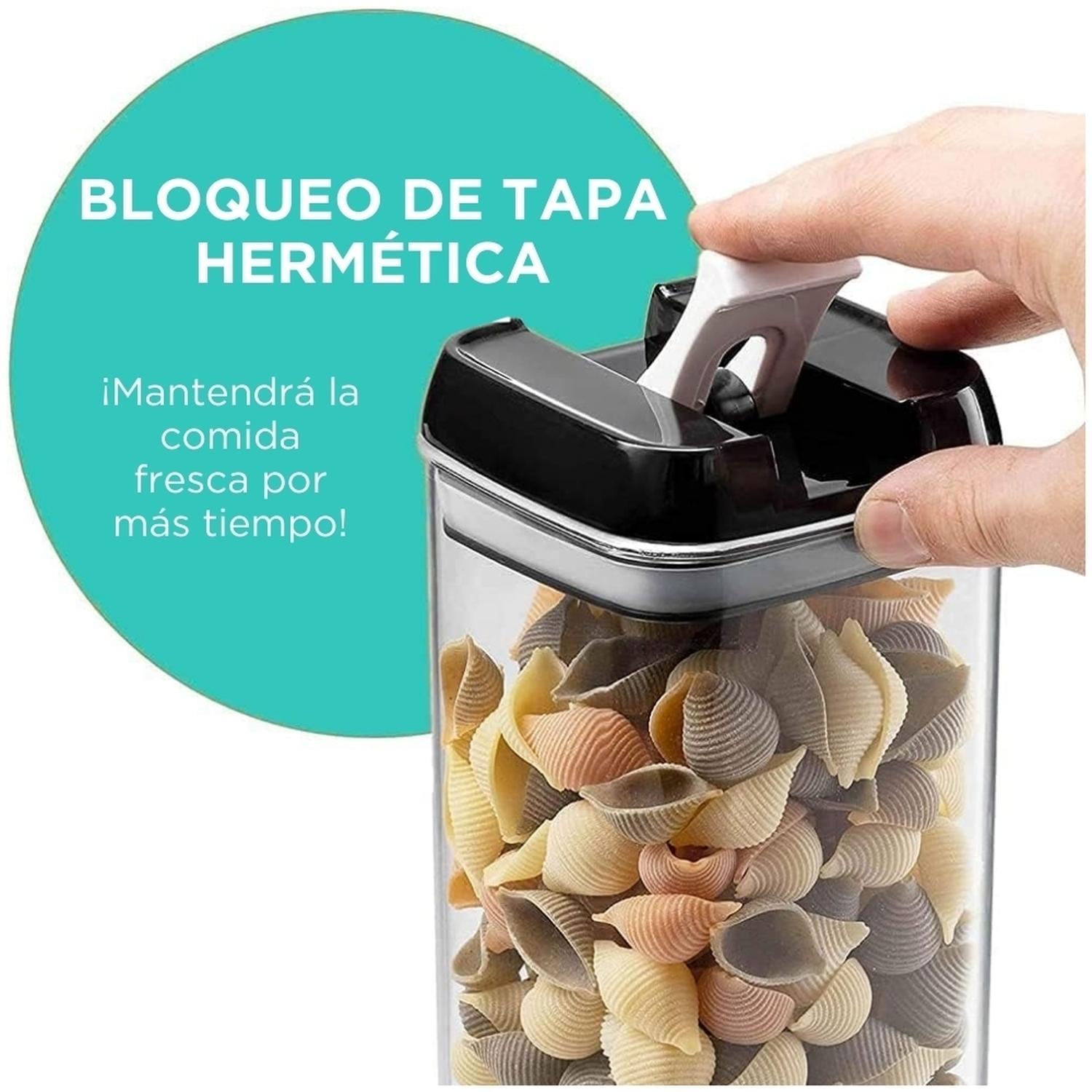 SET DE 7 CONTENEDORES FRASCOS HERMÉTICOS TÁPERS DE COCINA NEGRO T64 - 6