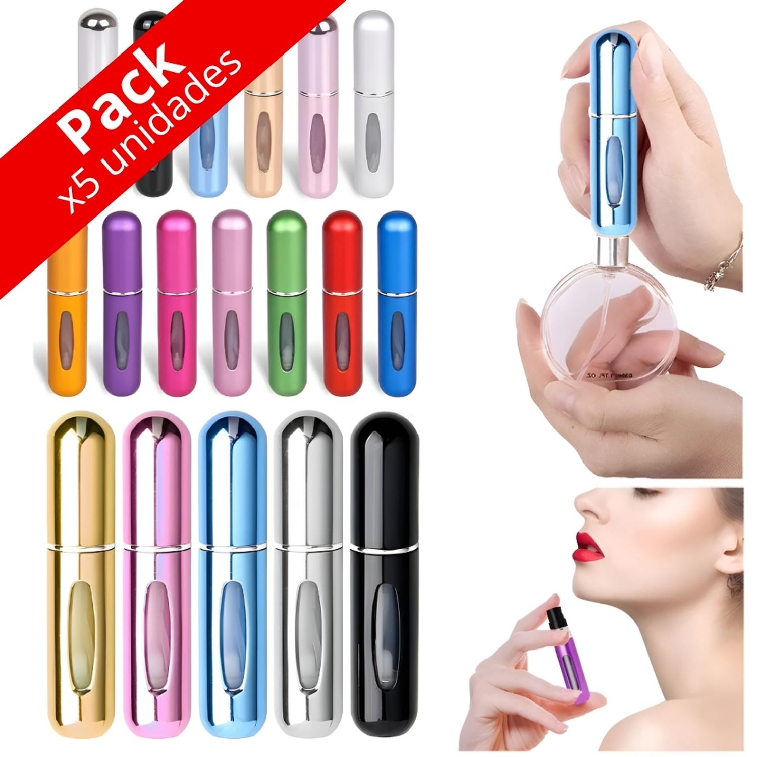 PACK X5 DISPENSADOR ATOMIZADOR DE PERFUME PARA VIAJE RECARGABLE 5ML A15 - 1