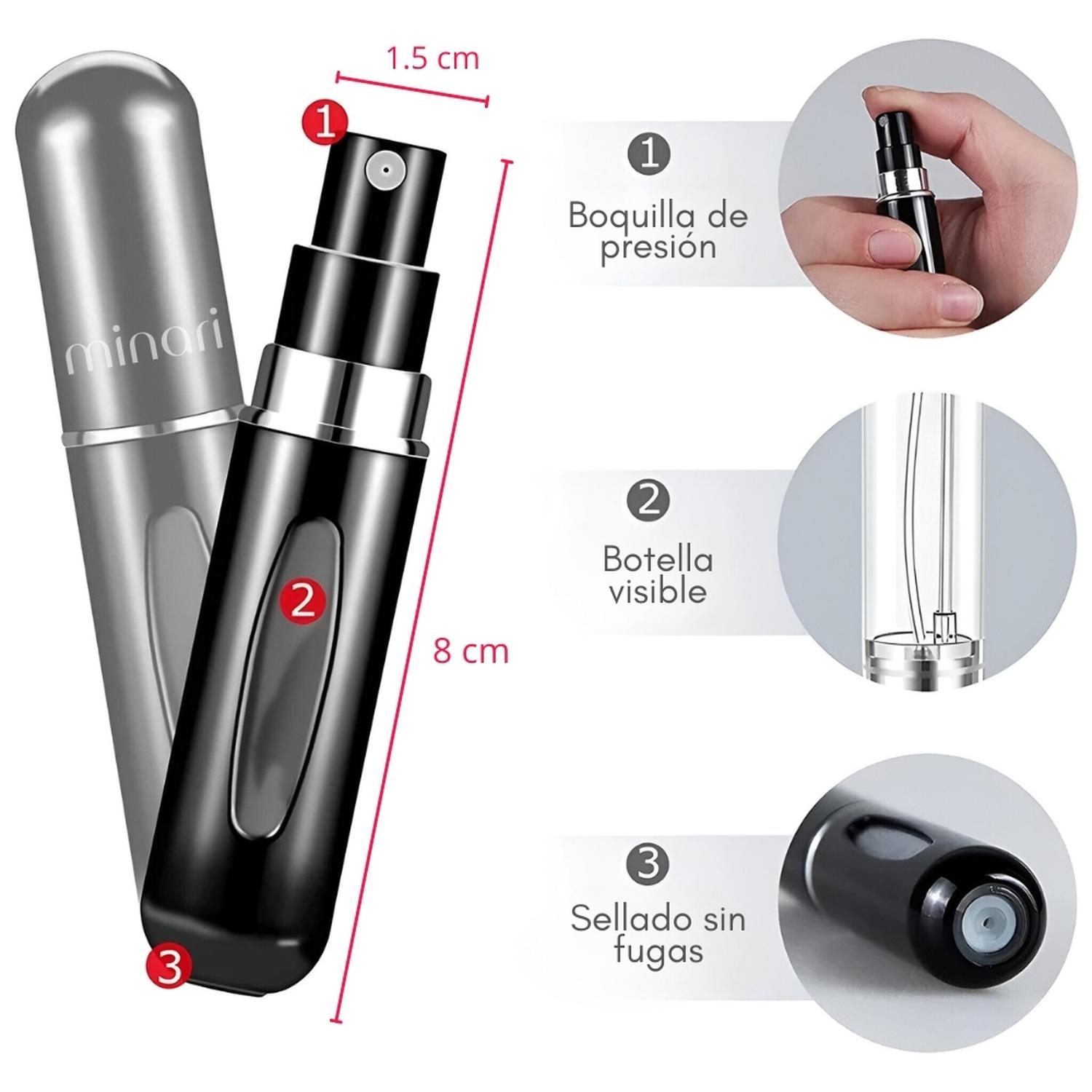 PACK X5 DISPENSADOR ATOMIZADOR DE PERFUME PARA VIAJE RECARGABLE 5ML A15 - 8