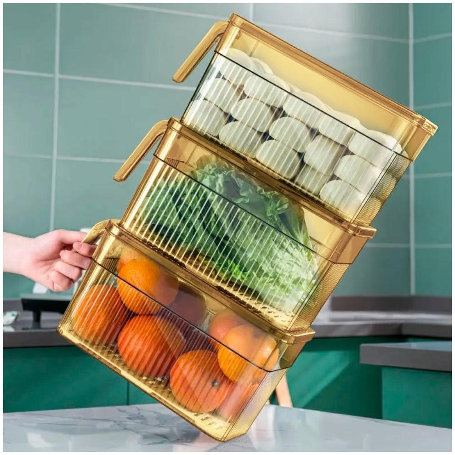 CONTENEDOR ORGANIZADOR DE FRUTAS Y VERDURAS RECIPIENTE CON TAPA AM T14 - 3