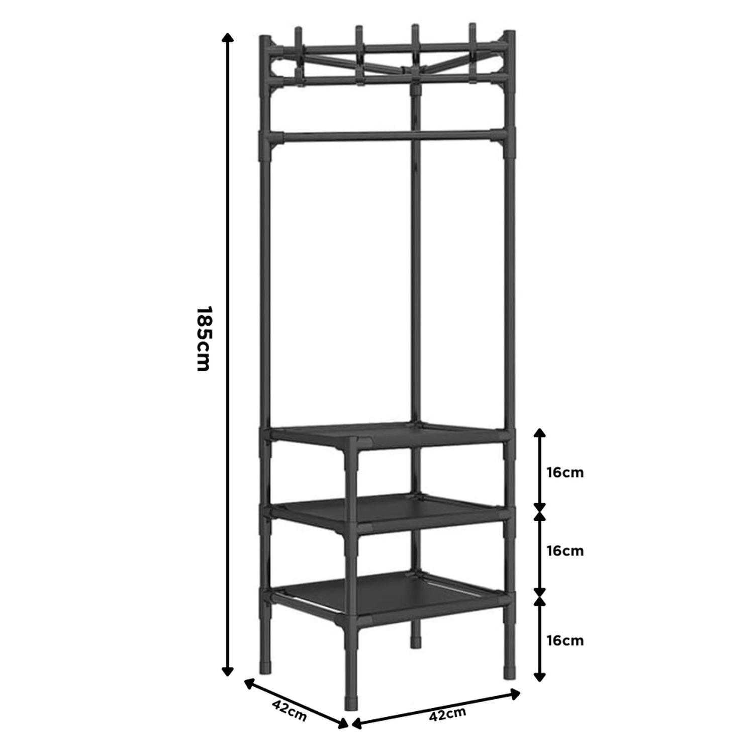 PERCHERO MINARI ACERO NEGRO ORGANIZADOR COLGADOR ROPA ESQUINERO P52 - 6