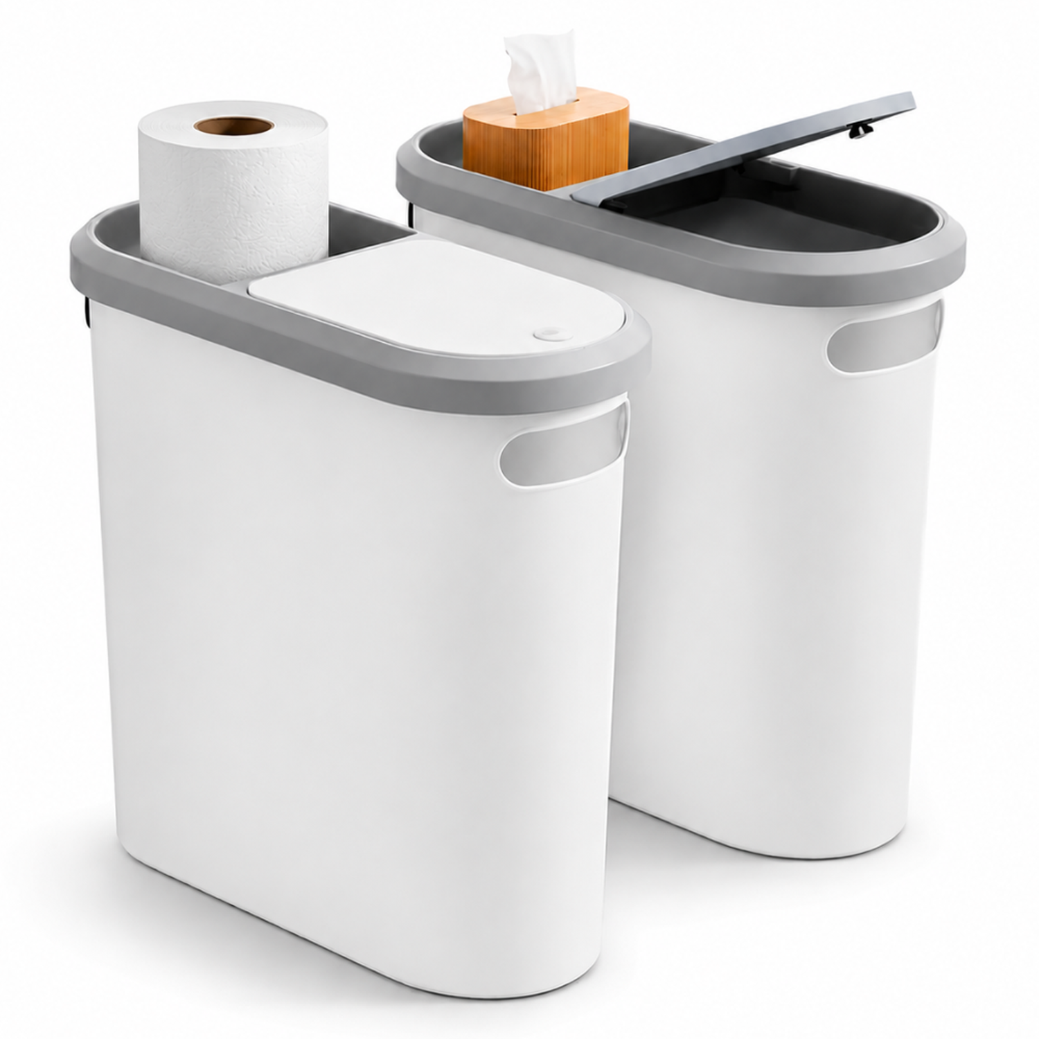 TACHO DE BASURA ELEGANTE CON BOTÓN A PRESIÓN BLANCO T1B - 1