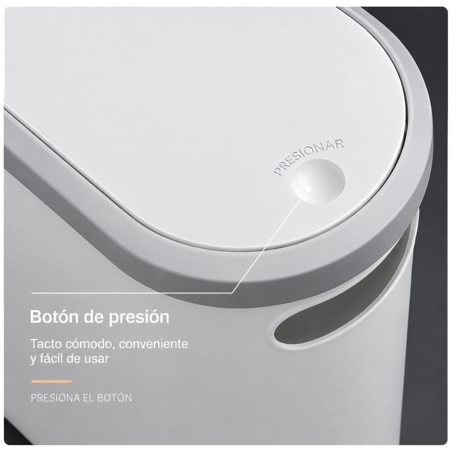 TACHO DE BASURA ELEGANTE CON BOTÓN A PRESIÓN BLANCO T1B - 4
