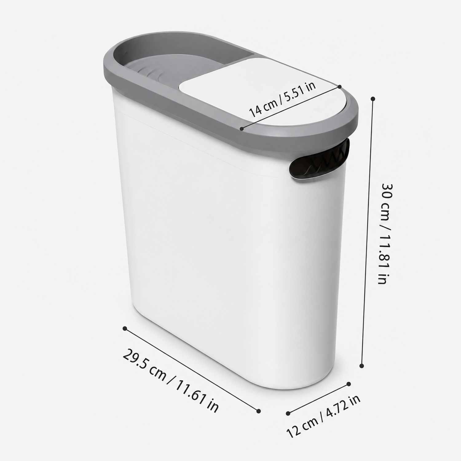 TACHO DE BASURA ELEGANTE CON BOTÓN A PRESIÓN BLANCO T1B - 6