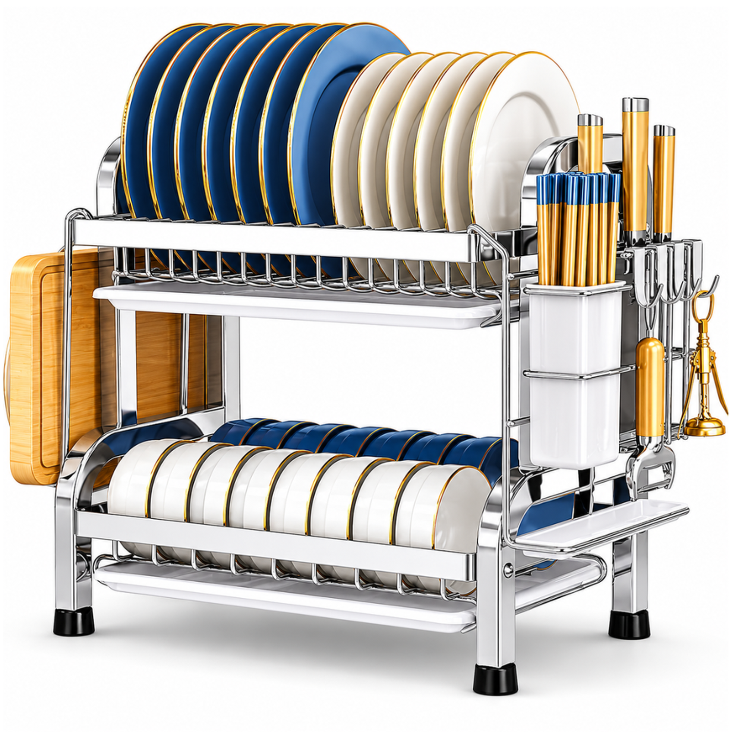 ESCURRIDOR ORGANIZADOR DE PLATOS PARA COCINA PLATEADO 19E - 1