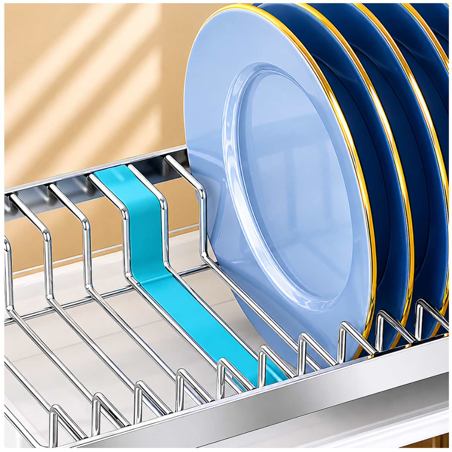 ESCURRIDOR ORGANIZADOR DE PLATOS PARA COCINA PLATEADO 19E - 4