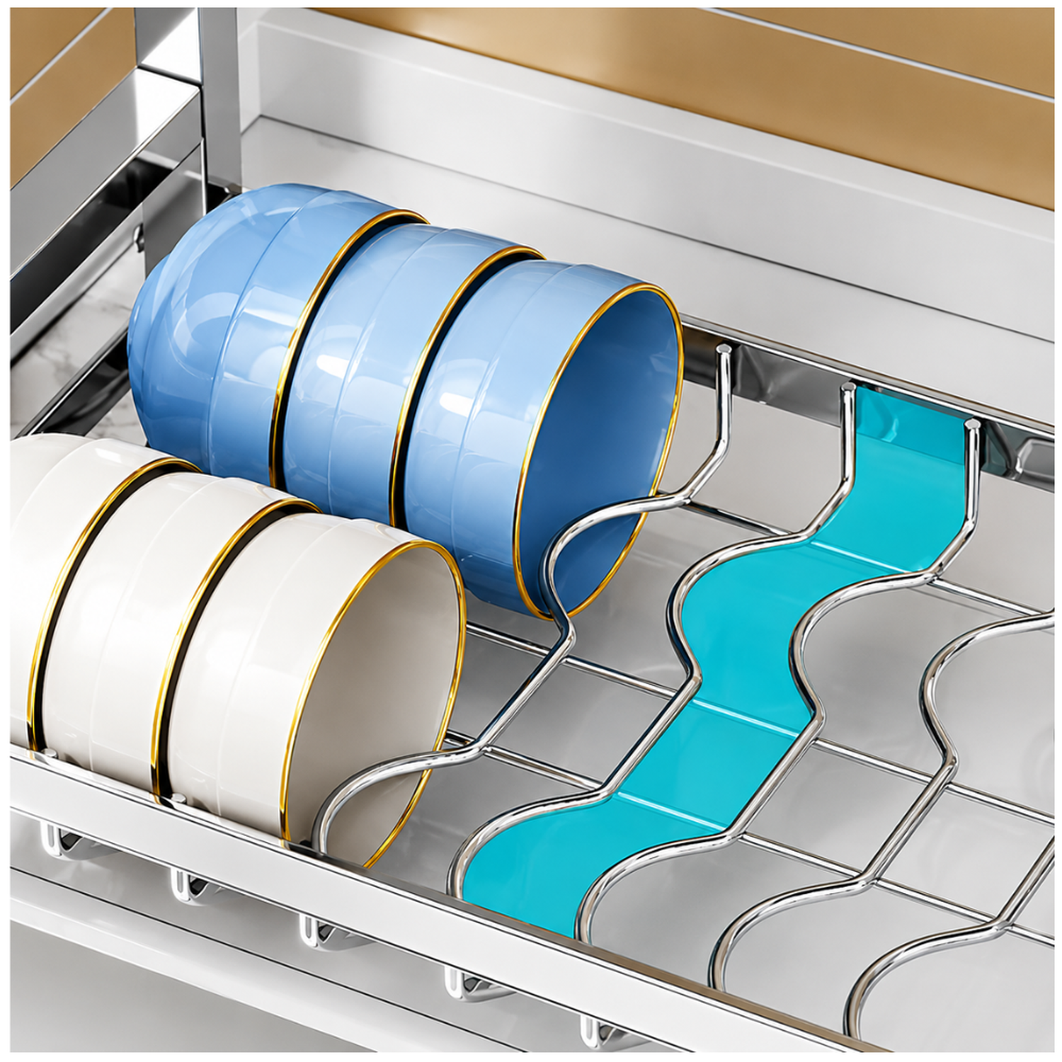 ESCURRIDOR ORGANIZADOR DE PLATOS PARA COCINA PLATEADO 19E - 5
