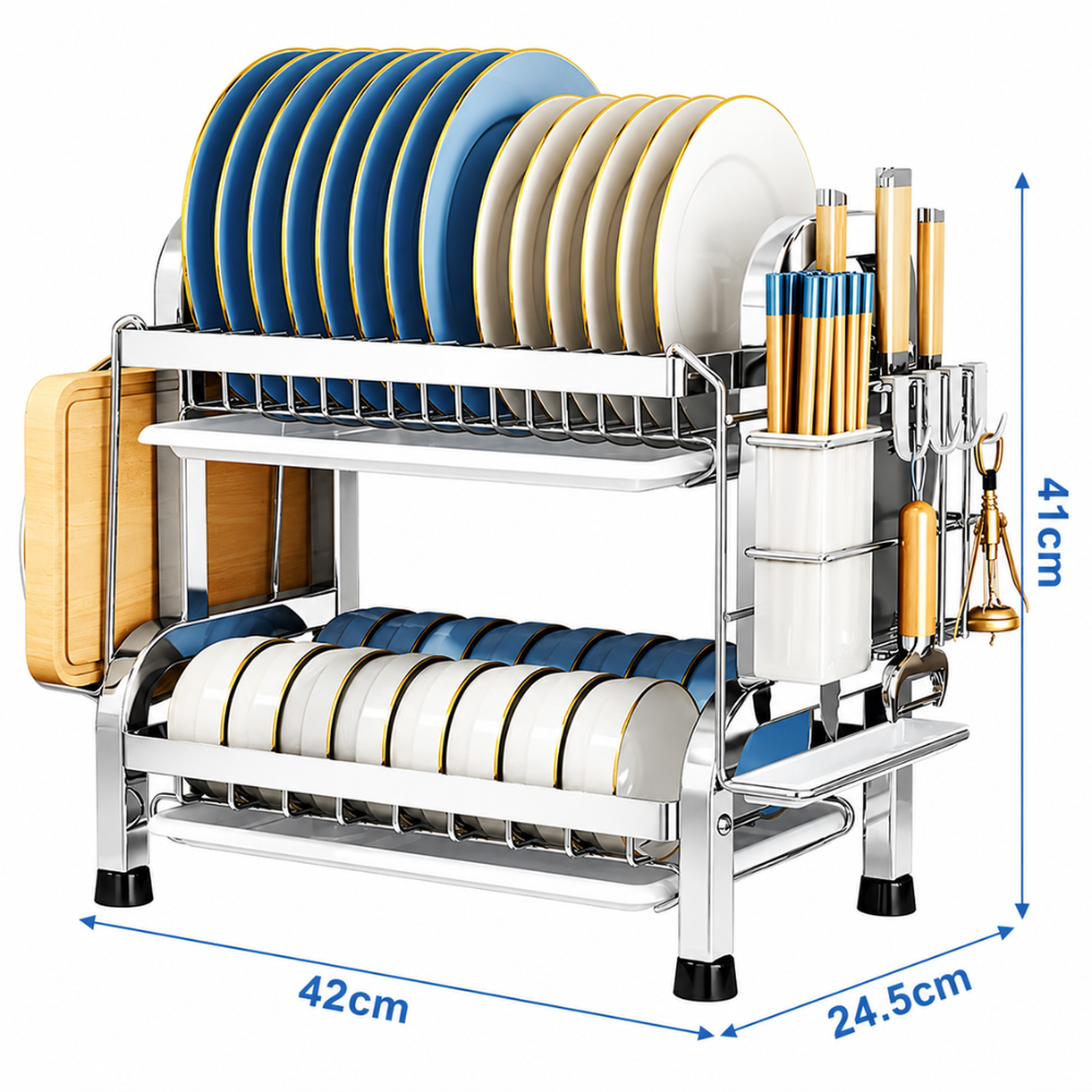 ESCURRIDOR ORGANIZADOR DE PLATOS PARA COCINA PLATEADO 19E - 6