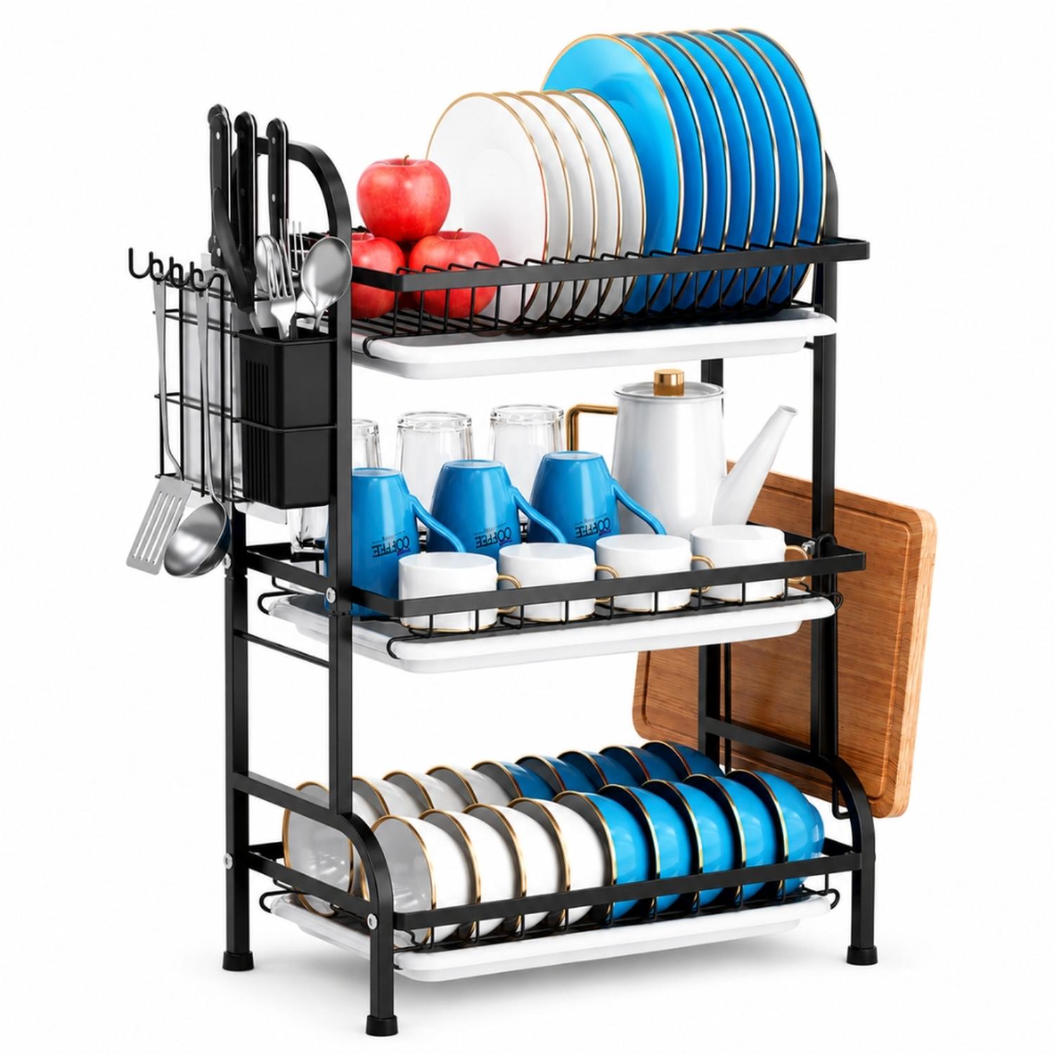 ESCURRIDOR ORGANIZADOR DE PLATOS PARA COCINA 3 NIVELES 20E - 1