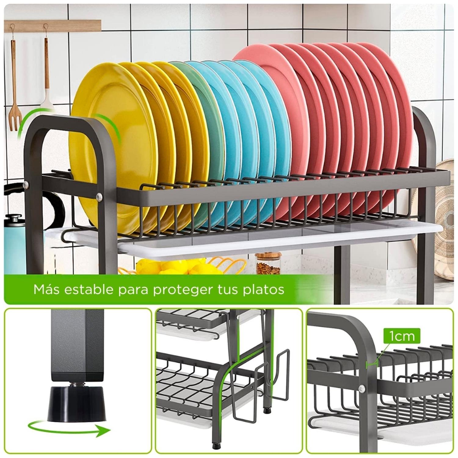 ESCURRIDOR ORGANIZADOR DE PLATOS PARA COCINA 3 NIVELES 20E - 3