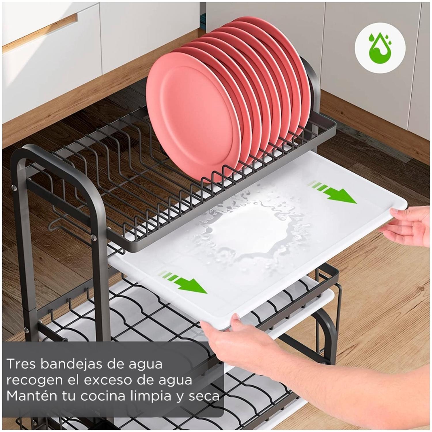 ESCURRIDOR ORGANIZADOR DE PLATOS PARA COCINA 3 NIVELES 20E - 4