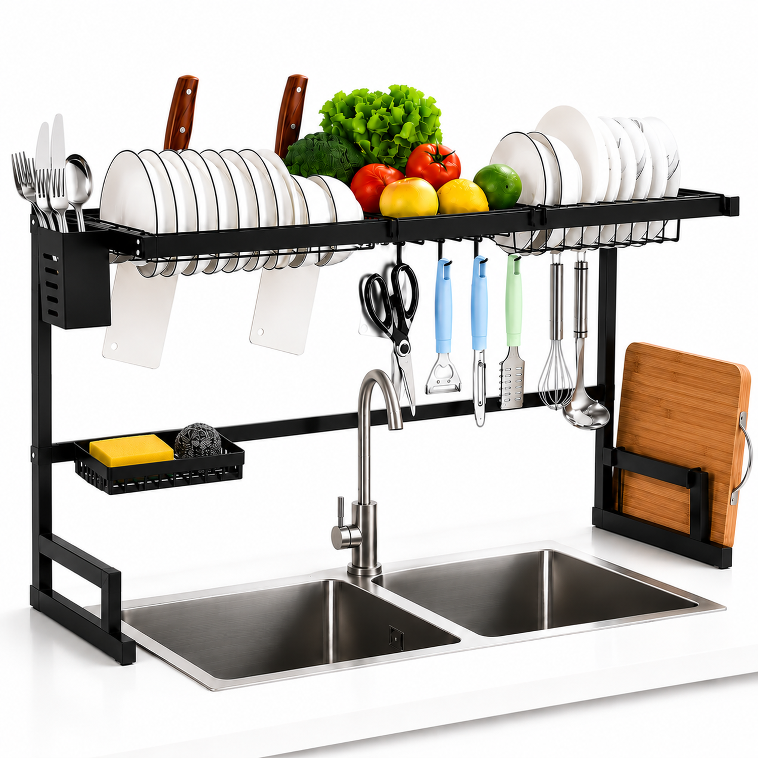 ESTANTE ORGANIZADOR ESCURRIDOR DE PLATOS PARA COCINA PREMIUM 85CM EP85 - 1