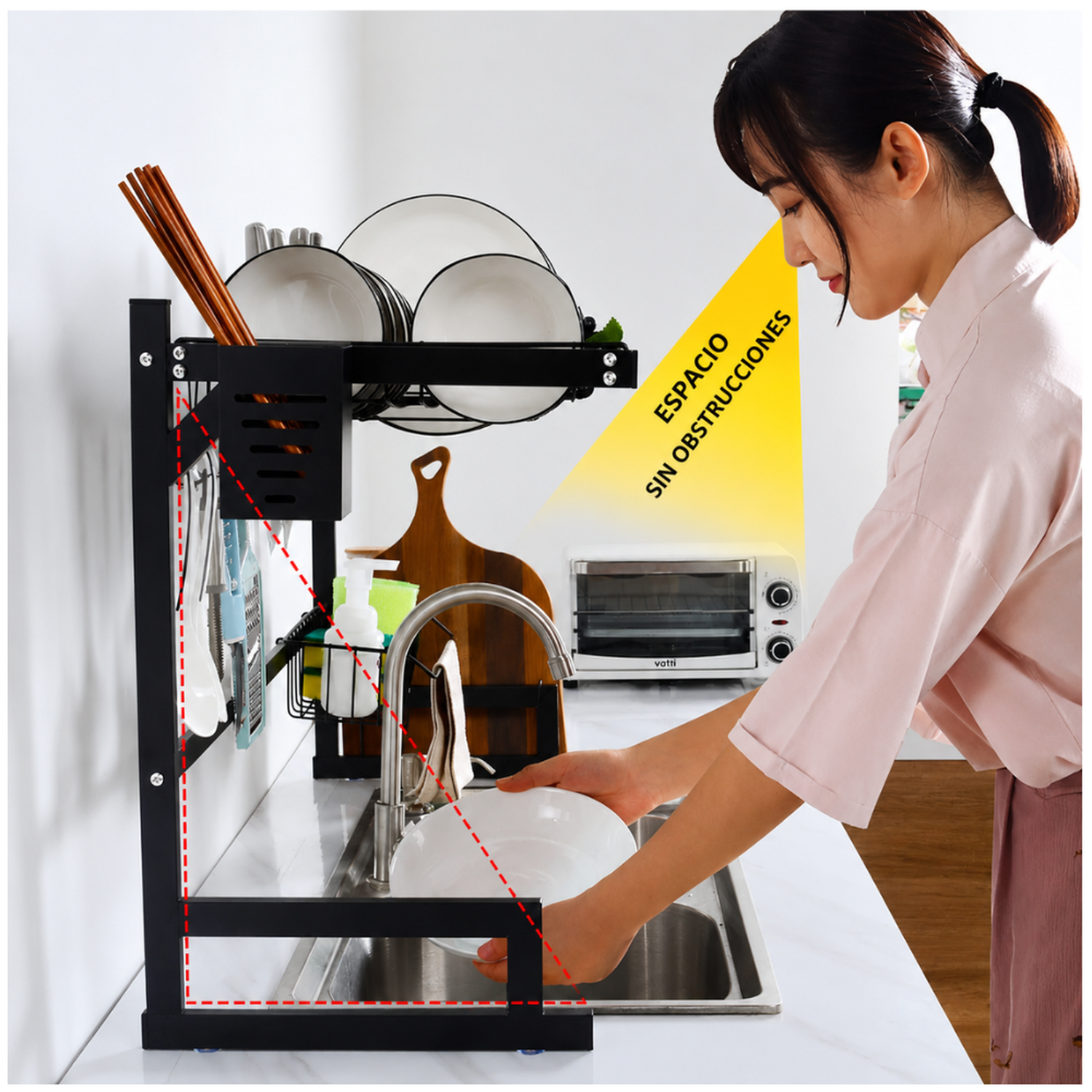ESTANTE ORGANIZADOR ESCURRIDOR DE PLATOS PARA COCINA PREMIUM 85CM EP85 - 2