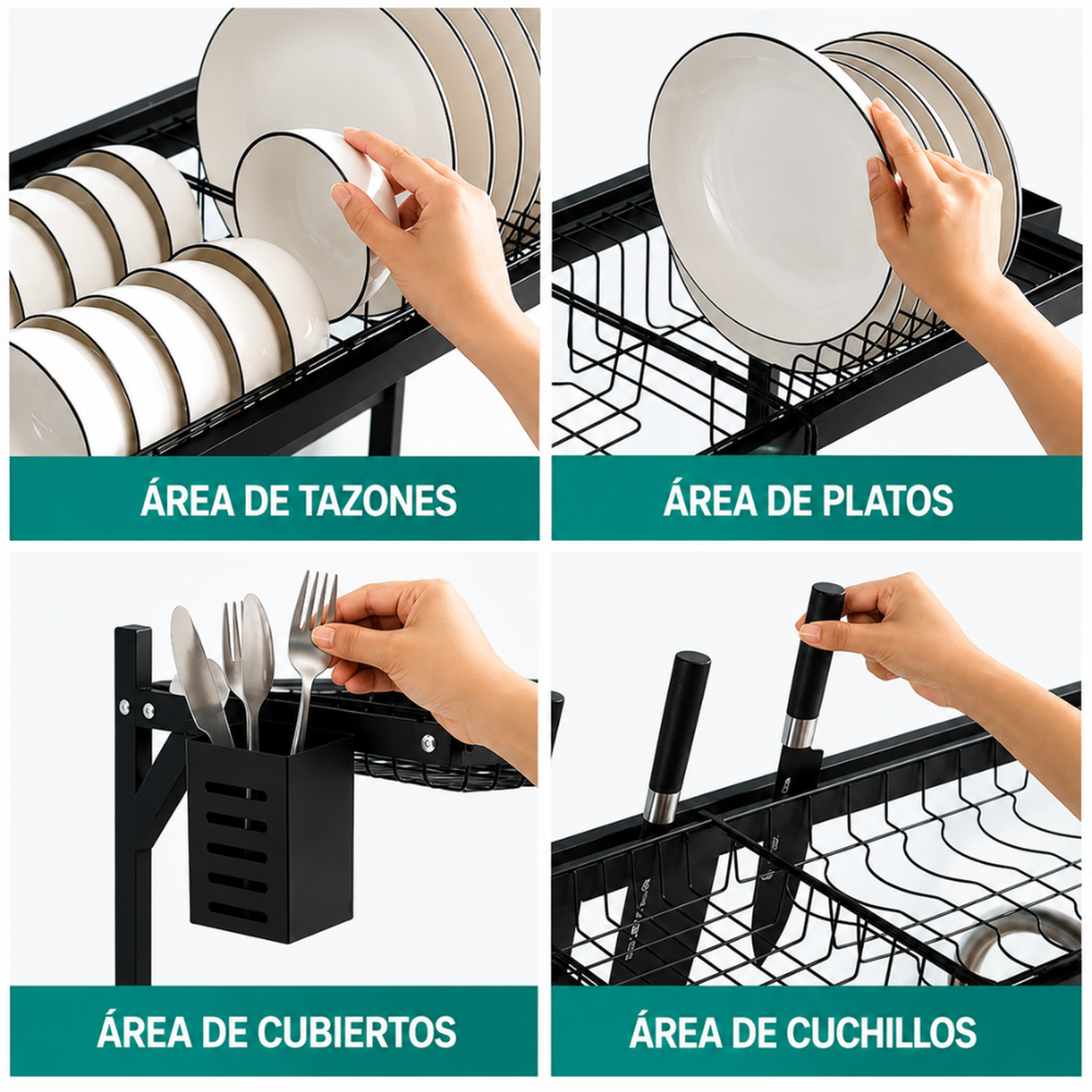 ESTANTE ORGANIZADOR ESCURRIDOR DE PLATOS PARA COCINA PREMIUM 85CM EP85 - 4