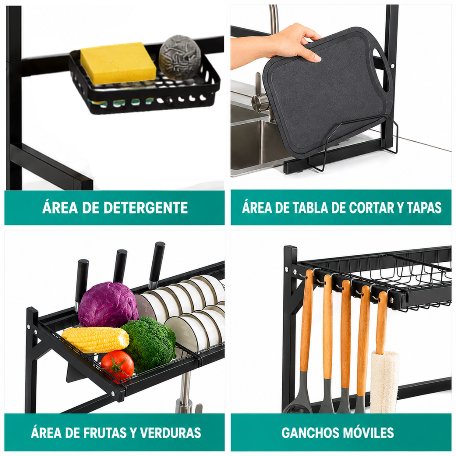 ESTANTE ORGANIZADOR ESCURRIDOR DE PLATOS PARA COCINA PREMIUM 85CM EP85 - 5