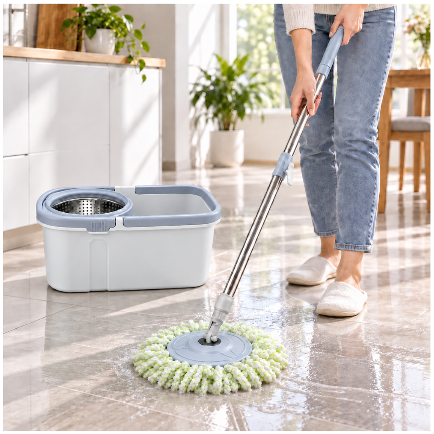 TRAPEADOR CENTRIFUGADOR CON BALDE ESCURRIDOR 360° T02V - COLOR ALEATORIO - 3