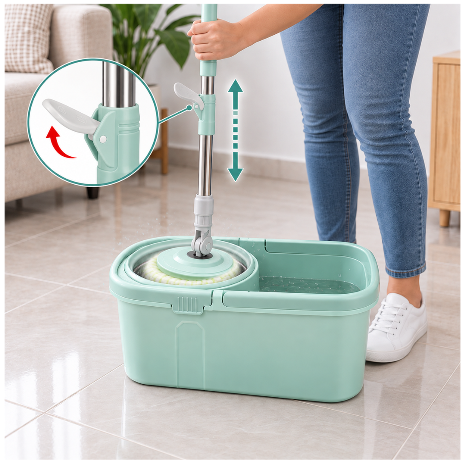 TRAPEADOR CENTRIFUGADOR CON BALDE ESCURRIDOR 360° T02V - COLOR ALEATORIO - 4