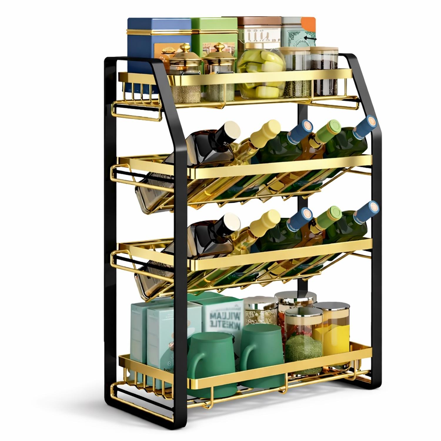 ESTANTE ORGANIZADOR DE COCINA ALACENA 4 NIVELES DORADO 65V - 1