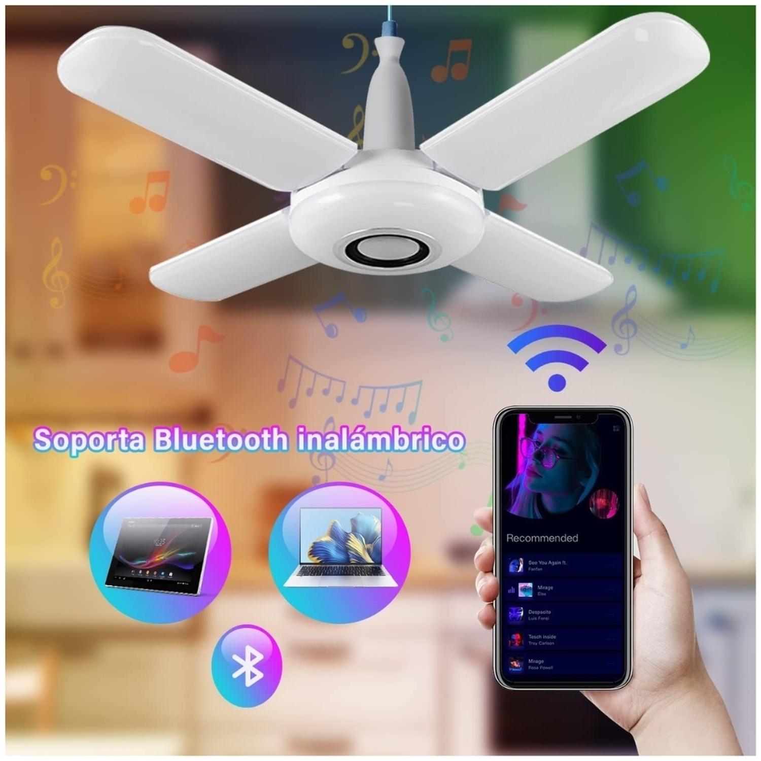 FOCO PARLANTE RGB LUZ LED MULTICOLOR 4 ASPAS CON BLUETOOTH 5.0 G50 - 3