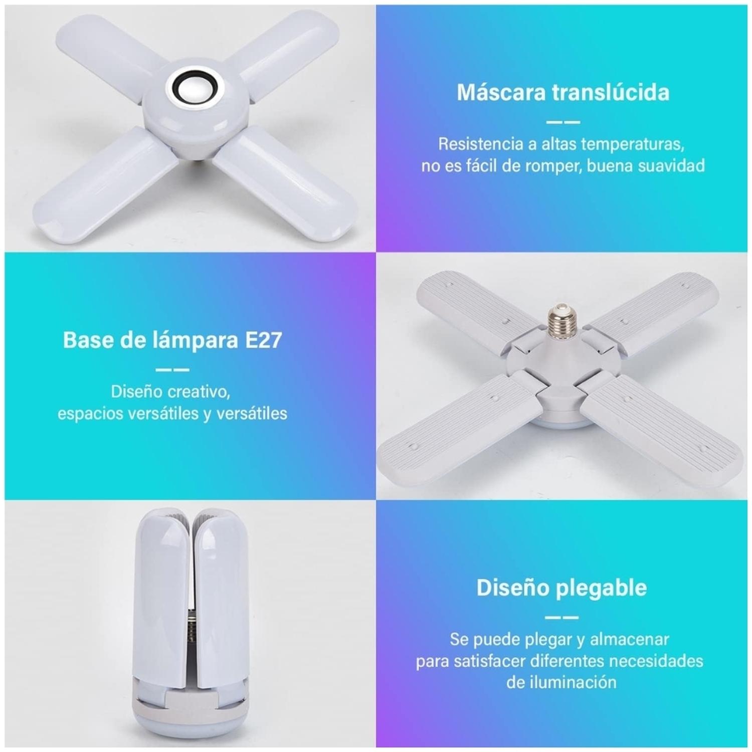 FOCO PARLANTE RGB LUZ LED MULTICOLOR 4 ASPAS CON BLUETOOTH 5.0 G50 - 6