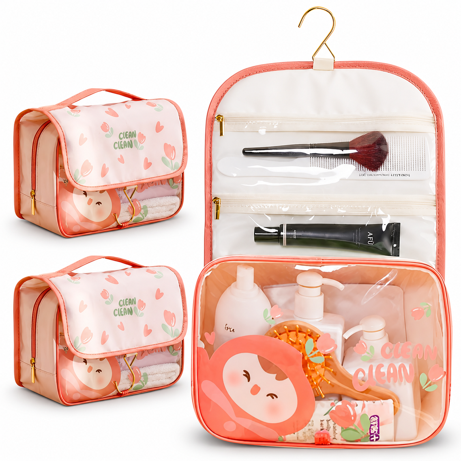 PACK X3 NECESER ORGANIZADOR DE MAQUILLAJE COSMÉTICOS RS 26N - 1
