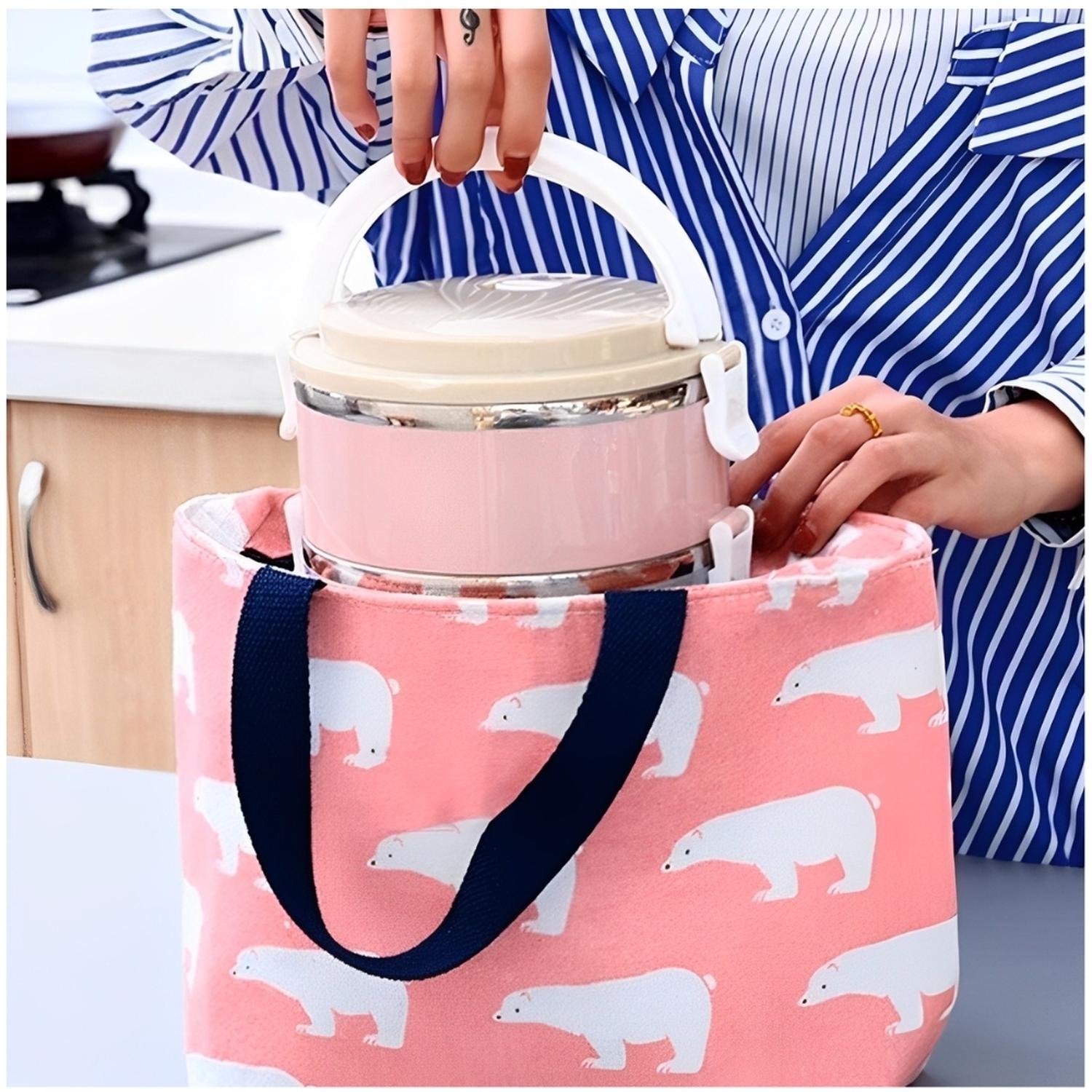 LONCHERA TÉRMICA DE ALIMENTOS BOLSO IMPERMEABLE OSO ROSA 17L - 2
