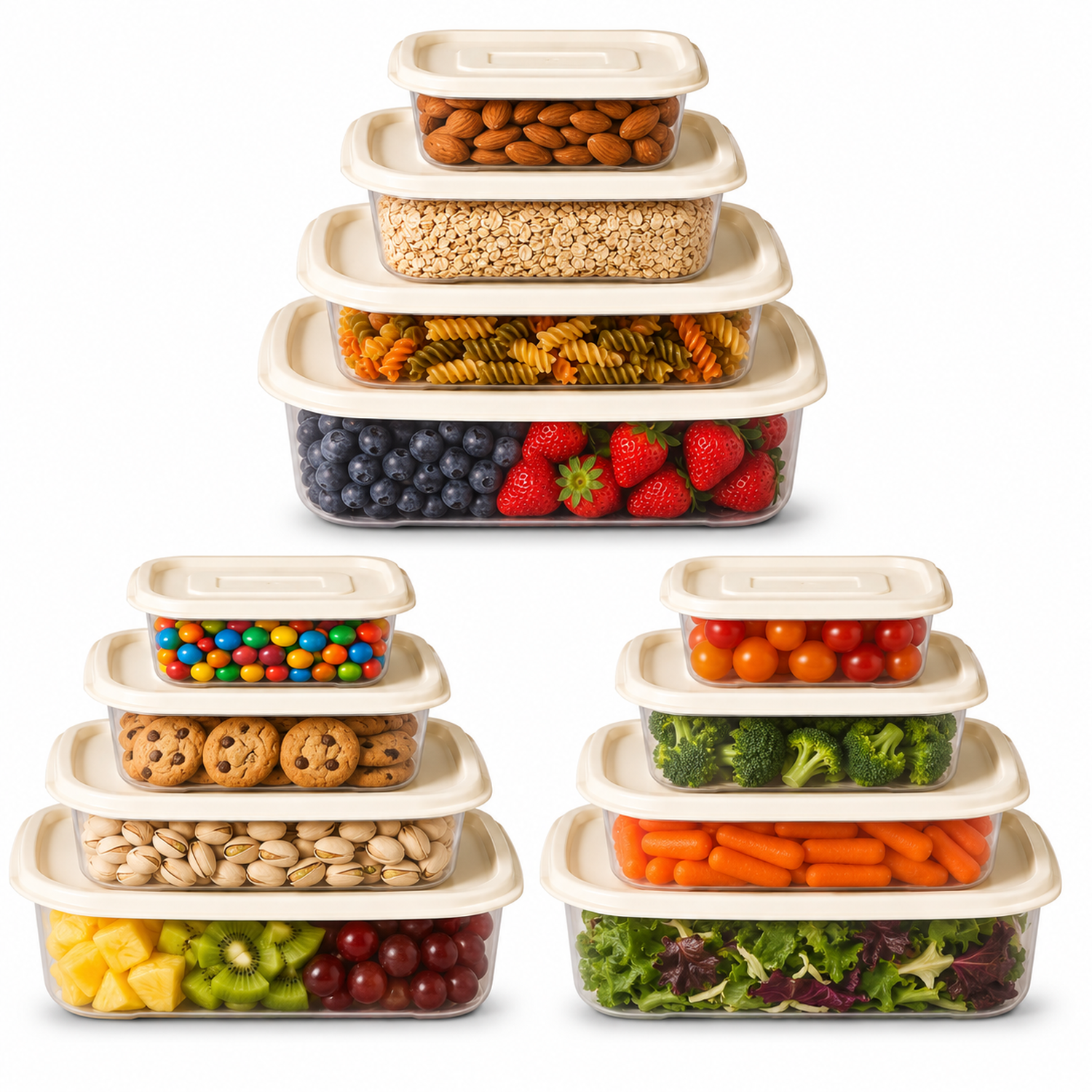 PACK X3 SET 4 TÁPER RECIPIENTE CONTENEDOR PARA ORGANIZAR ALIMENTOS 33V - 1