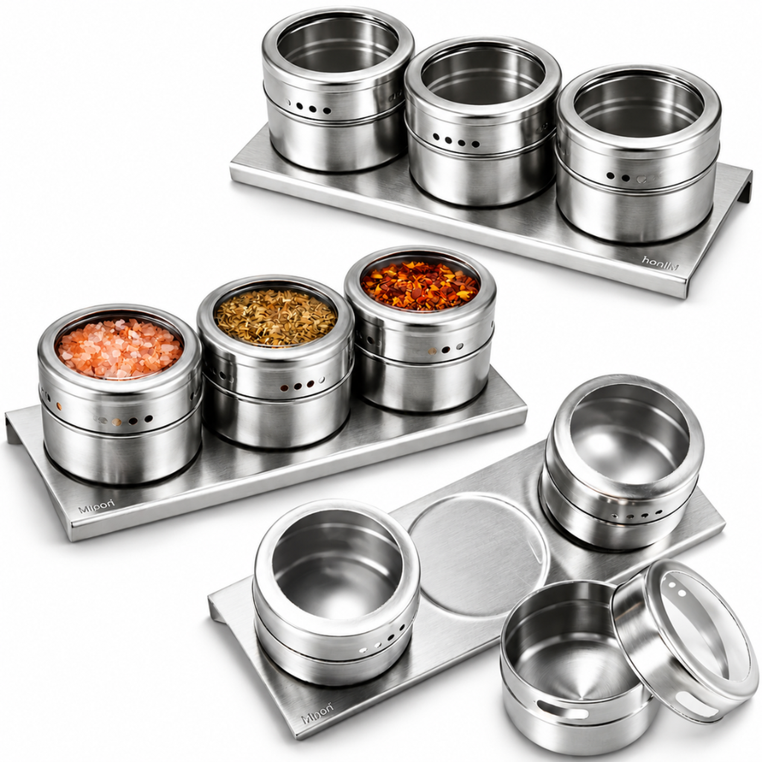 PACK X3 SET DE 3 CONDIMENTERO ESPECIERO IMANTADO 06E - 1