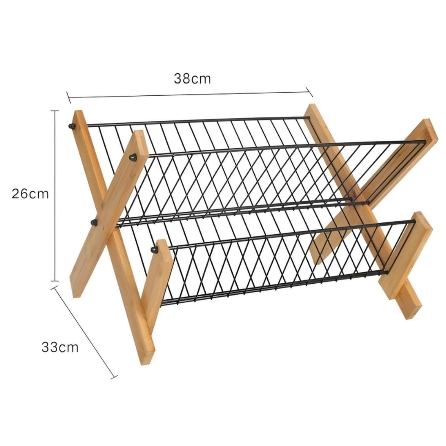 ESCURRIDOR ESTANTE ORGANIZADOR DE PLATOS PLEGABLE MADERA 10E - 7