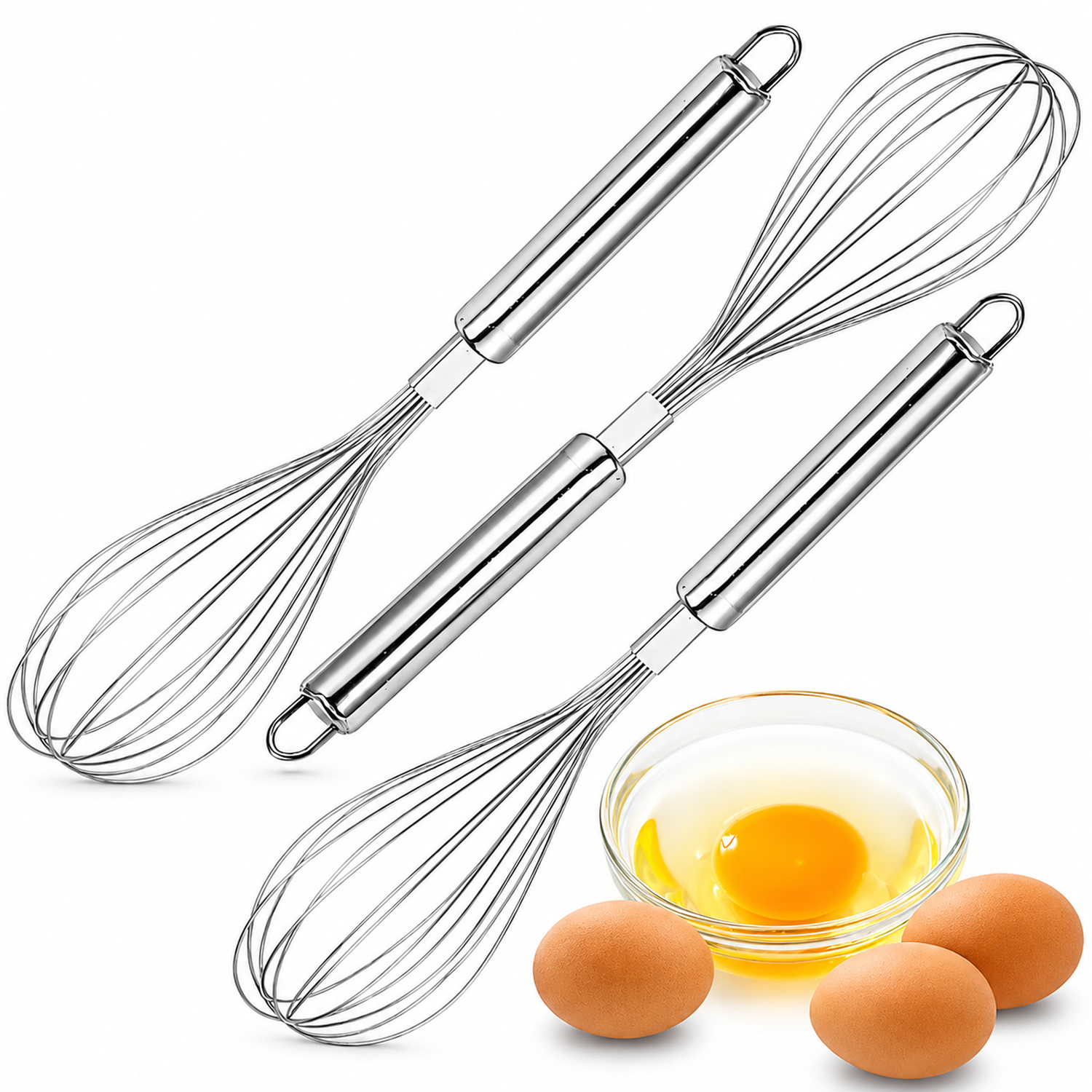 PACK X3 BATIDOR MANUAL ACERO INOXIDABLE 1066B - 1