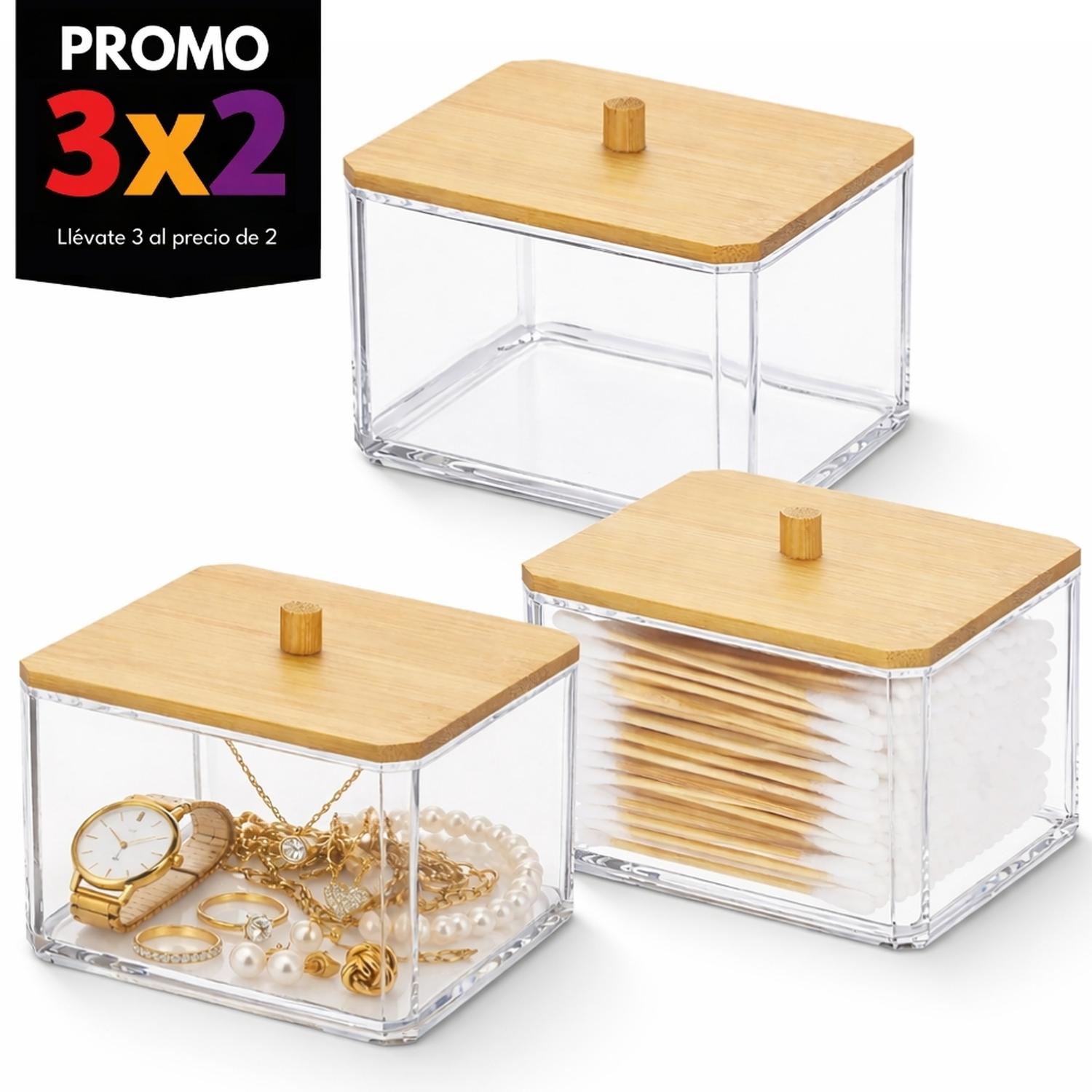 PROMO 3X2 ORGANIZADOR ACRÍLICO DISPENSADOR DE HISOPOS A172 - 1