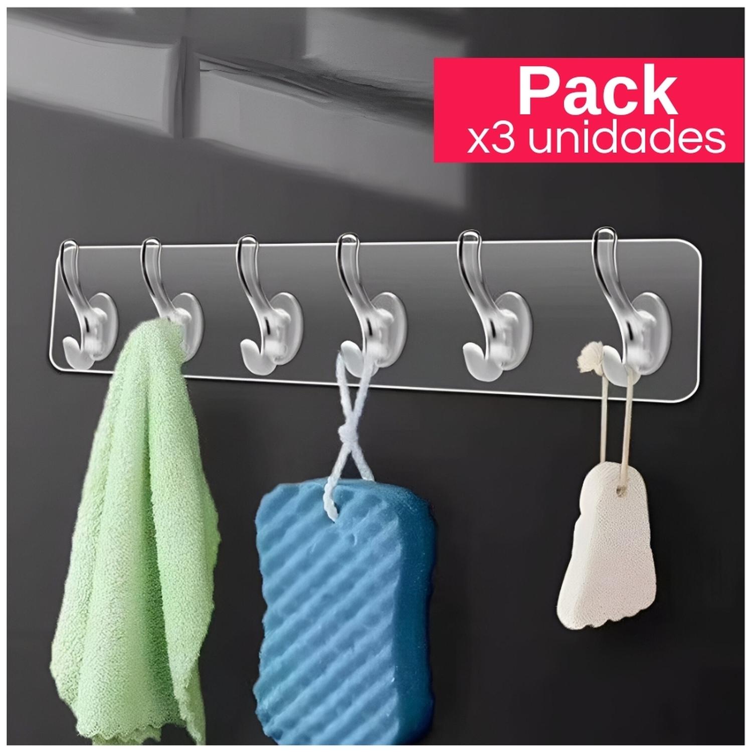 PACK X3 SOPORTE PERCHERO ADHESIVO COLGADOR PARA PARED PA60 - 1