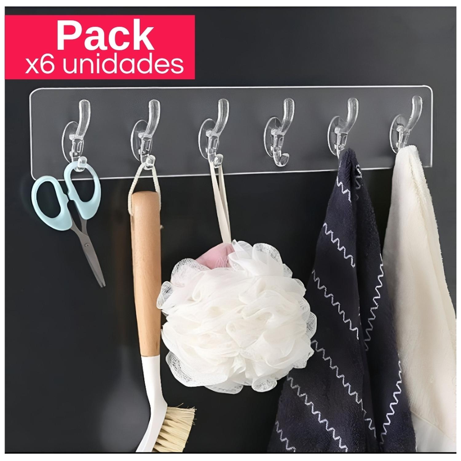 PACK X6 PERCHERO ORGANIZADOR ADHESIVO COLGADOR DE PARED PA60 - 1