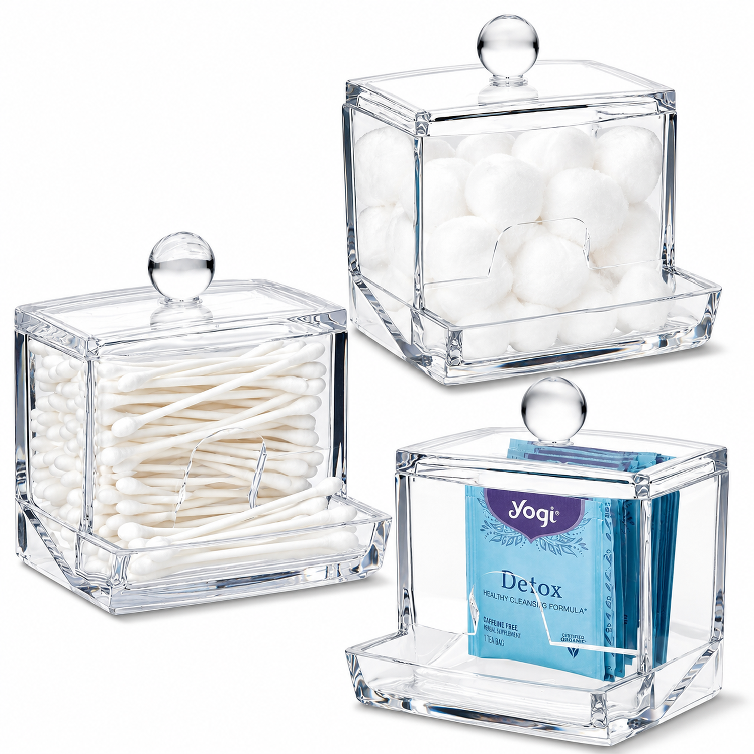 PACK X3 ORGANIZADOR ACRÍLICO DISPENSADOR DE HISOPOS A170 - 1