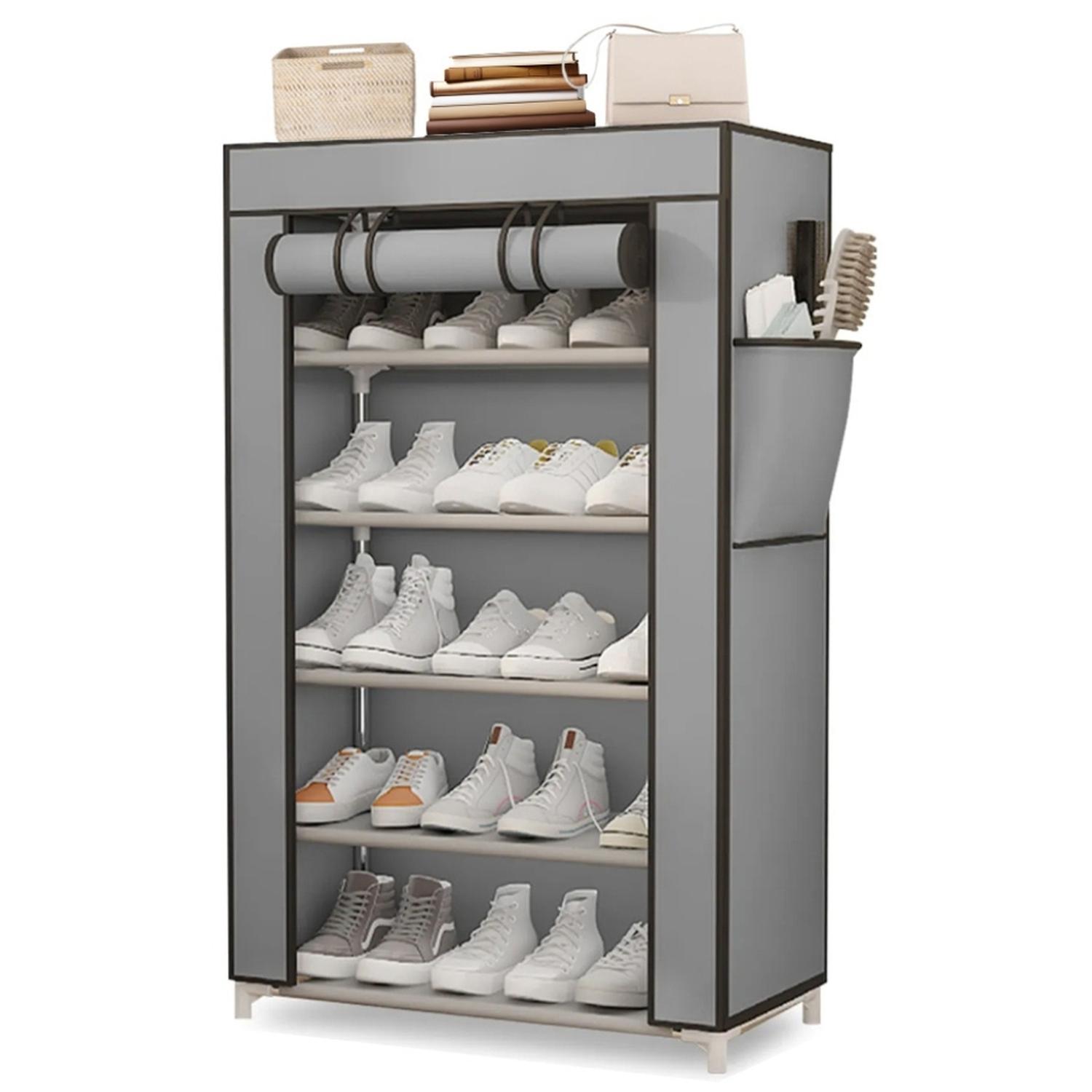 ZAPATERA ORGANIZADOR DE ZAPATOS ESTANTE 5 NIVELES CON FORRO GRIS ZF5 - 1