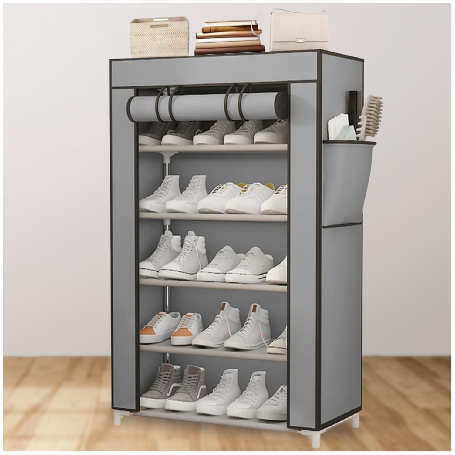 ZAPATERA ORGANIZADOR DE ZAPATOS ESTANTE 5 NIVELES CON FORRO GRIS ZF5 - 2